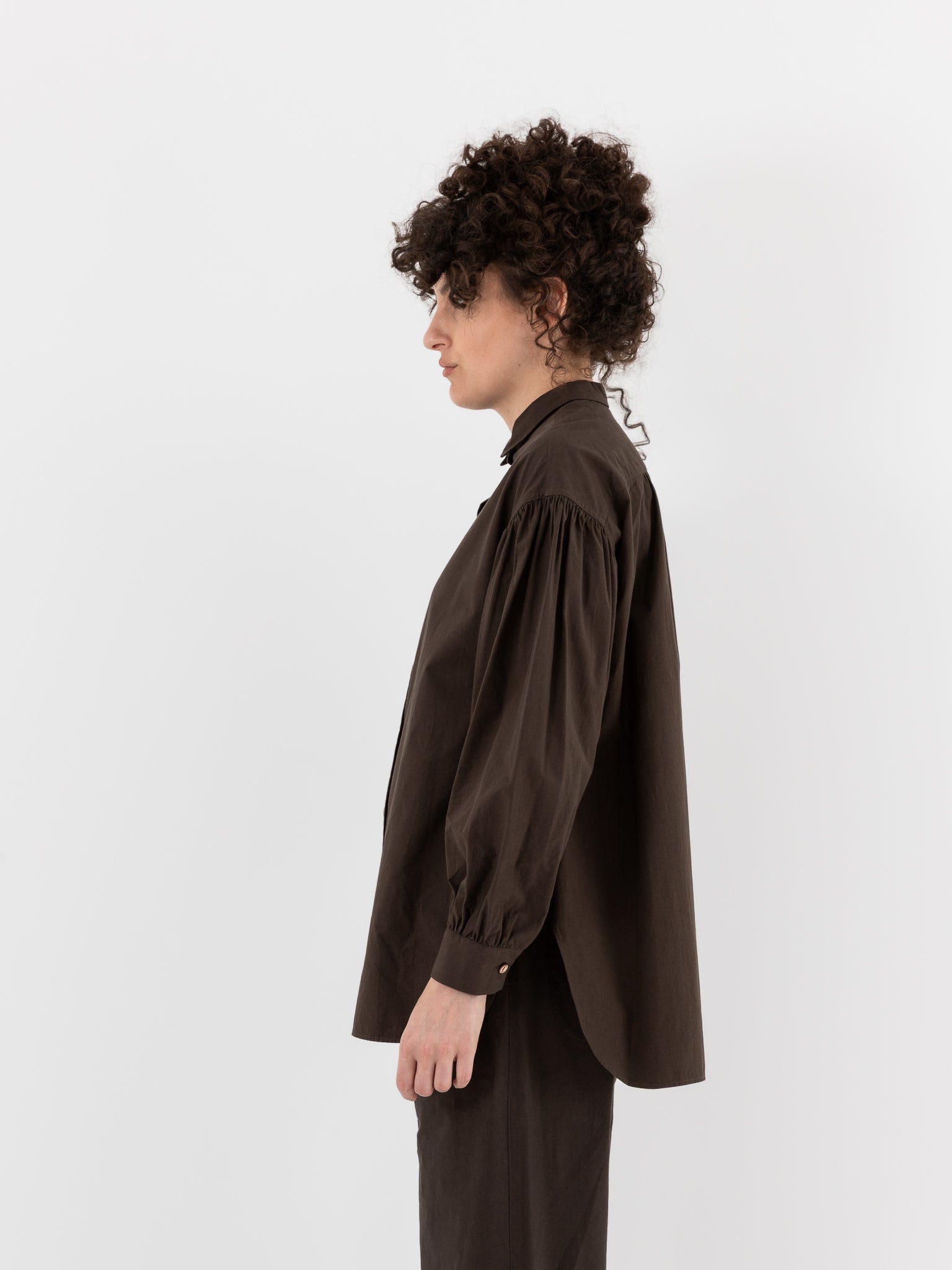 Arts & Science Bulky Gather Shirt in Brown - ARTS & SCIENCE at Worthwhile - shop Unclassified