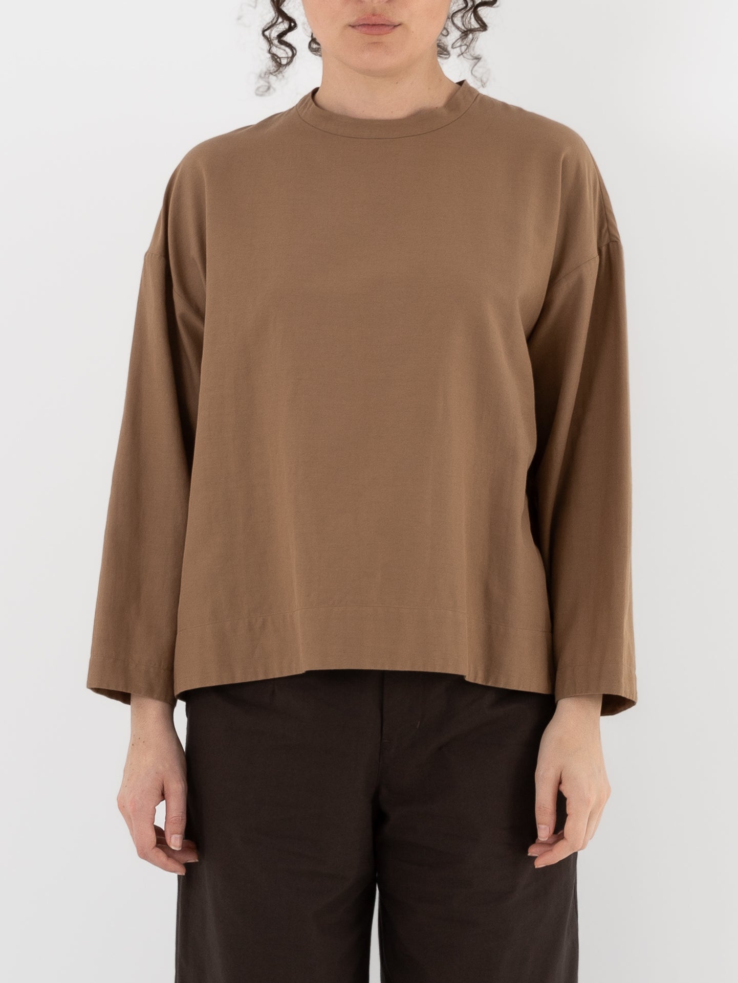 Arts & Science Bulky Slip - On Blouse in Dark Mocha Beige - ARTS & SCIENCE at Worthwhile - shop TOP