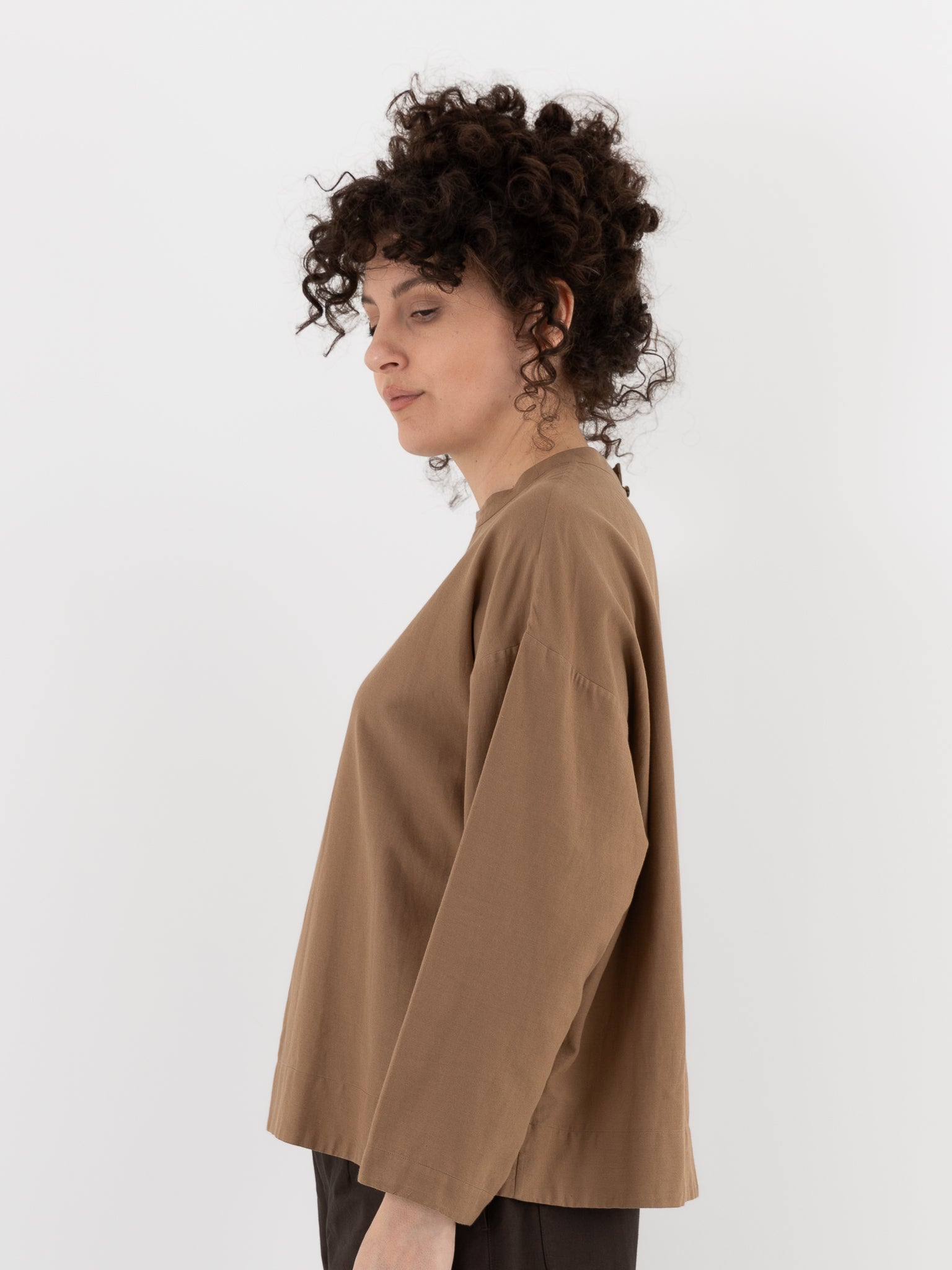 Arts & Science Bulky Slip - On Blouse in Dark Mocha Beige - ARTS & SCIENCE at Worthwhile - shop TOP