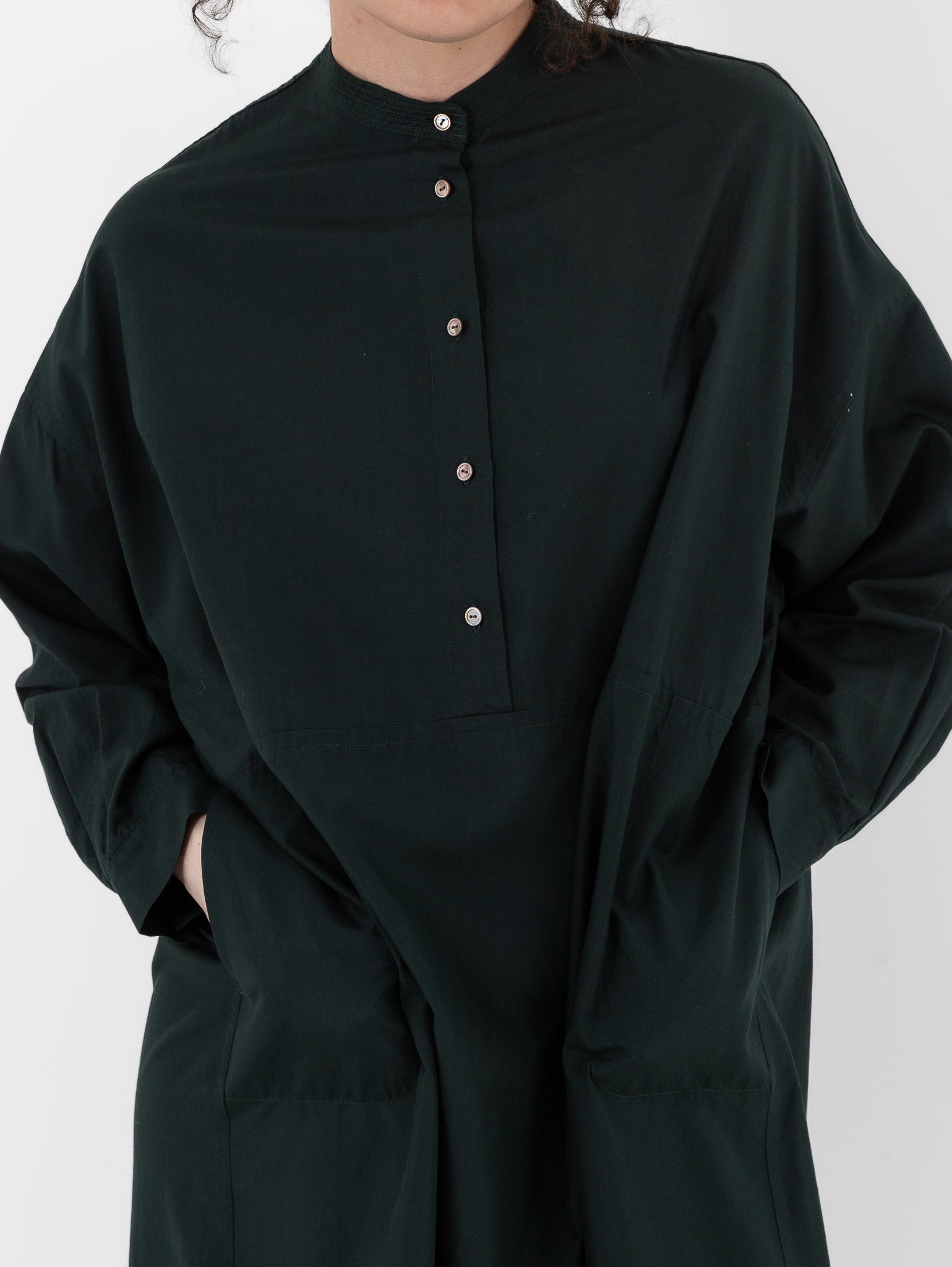 Arts & Science Stitched Yoke Shirt Dress in Dark Forest Green - ARTS & SCIENCE at Worthwhile - shop DRESS