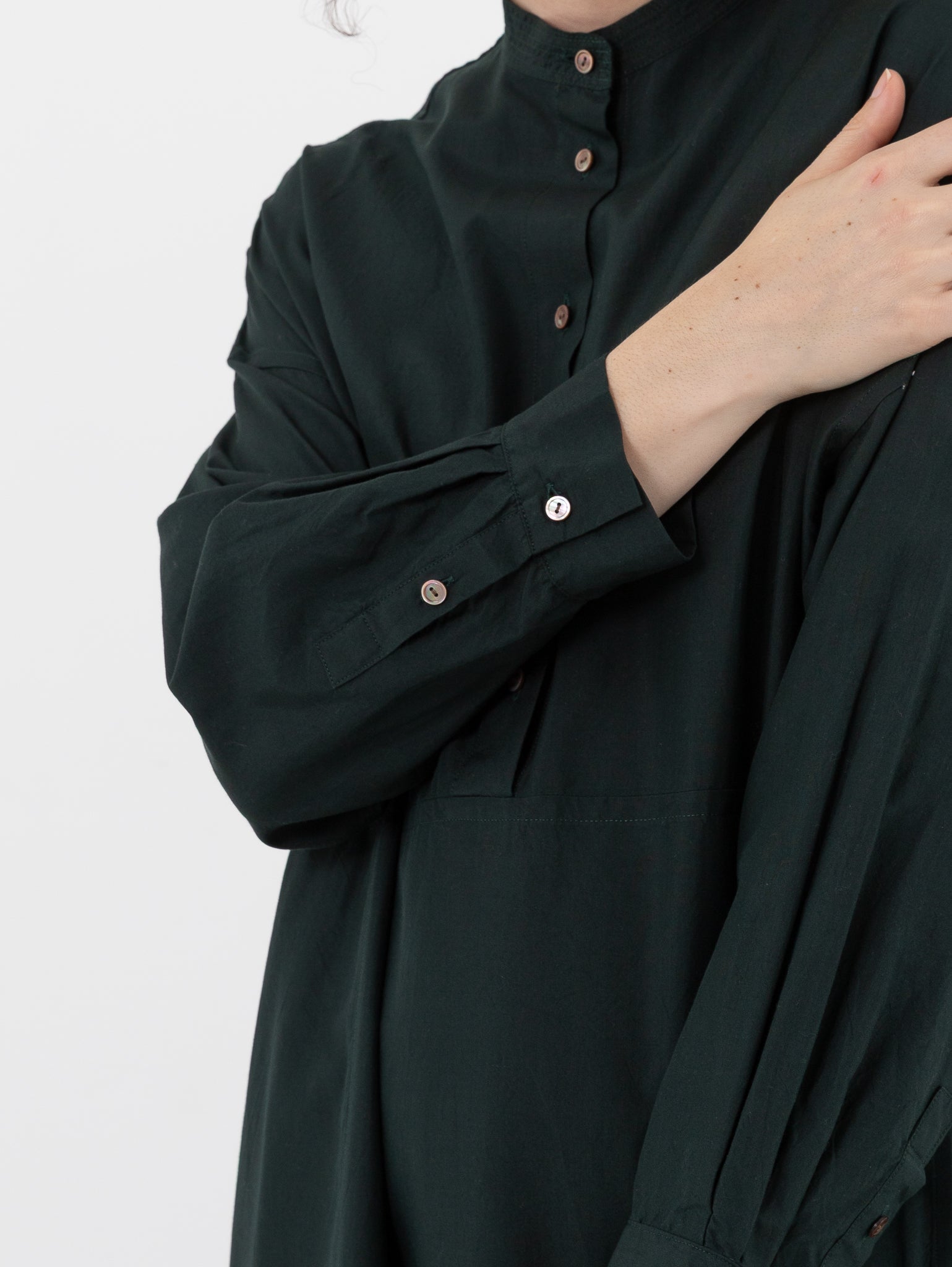 Arts & Science Stitched Yoke Shirt Dress in Dark Forest Green - ARTS & SCIENCE at Worthwhile - shop DRESS