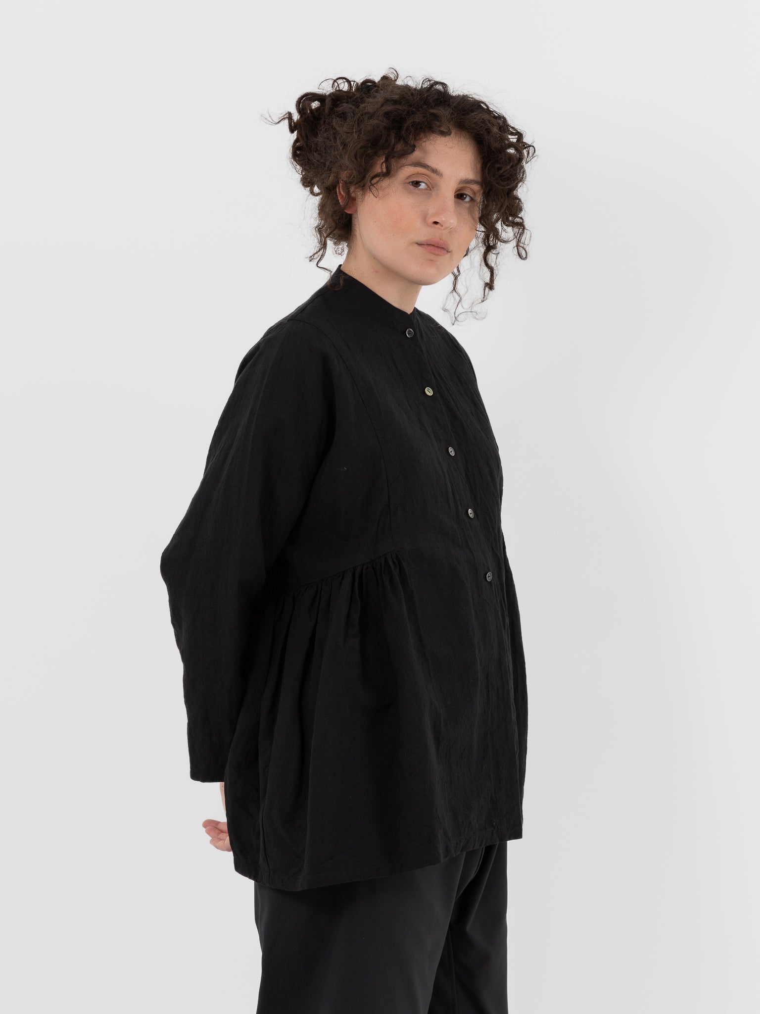 Arts & Science Side Gather Blouse in Black - ARTS & SCIENCE at Worthwhile - shop TOP