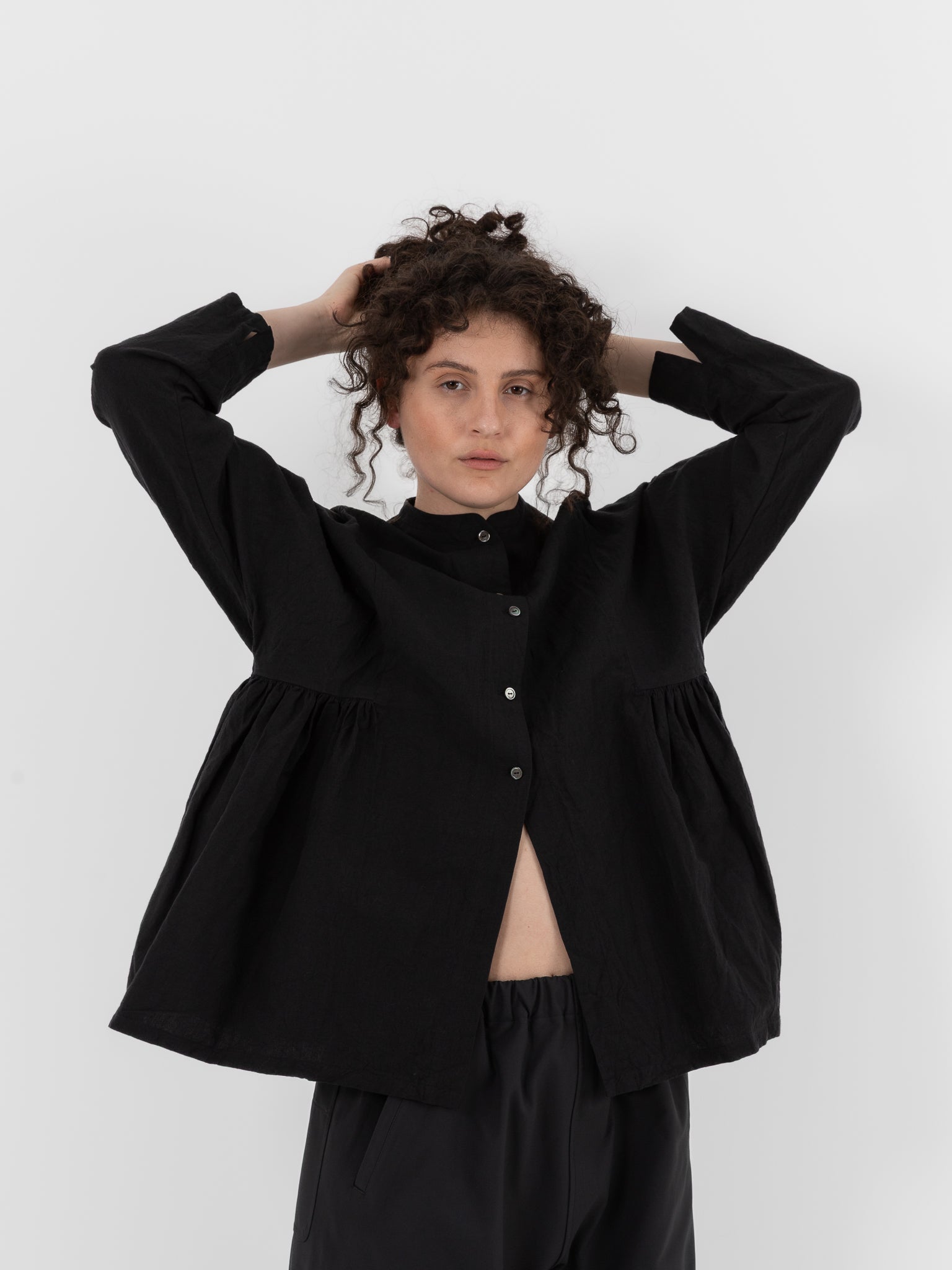 Arts & Science Side Gather Blouse in Black - ARTS & SCIENCE at Worthwhile - shop TOP
