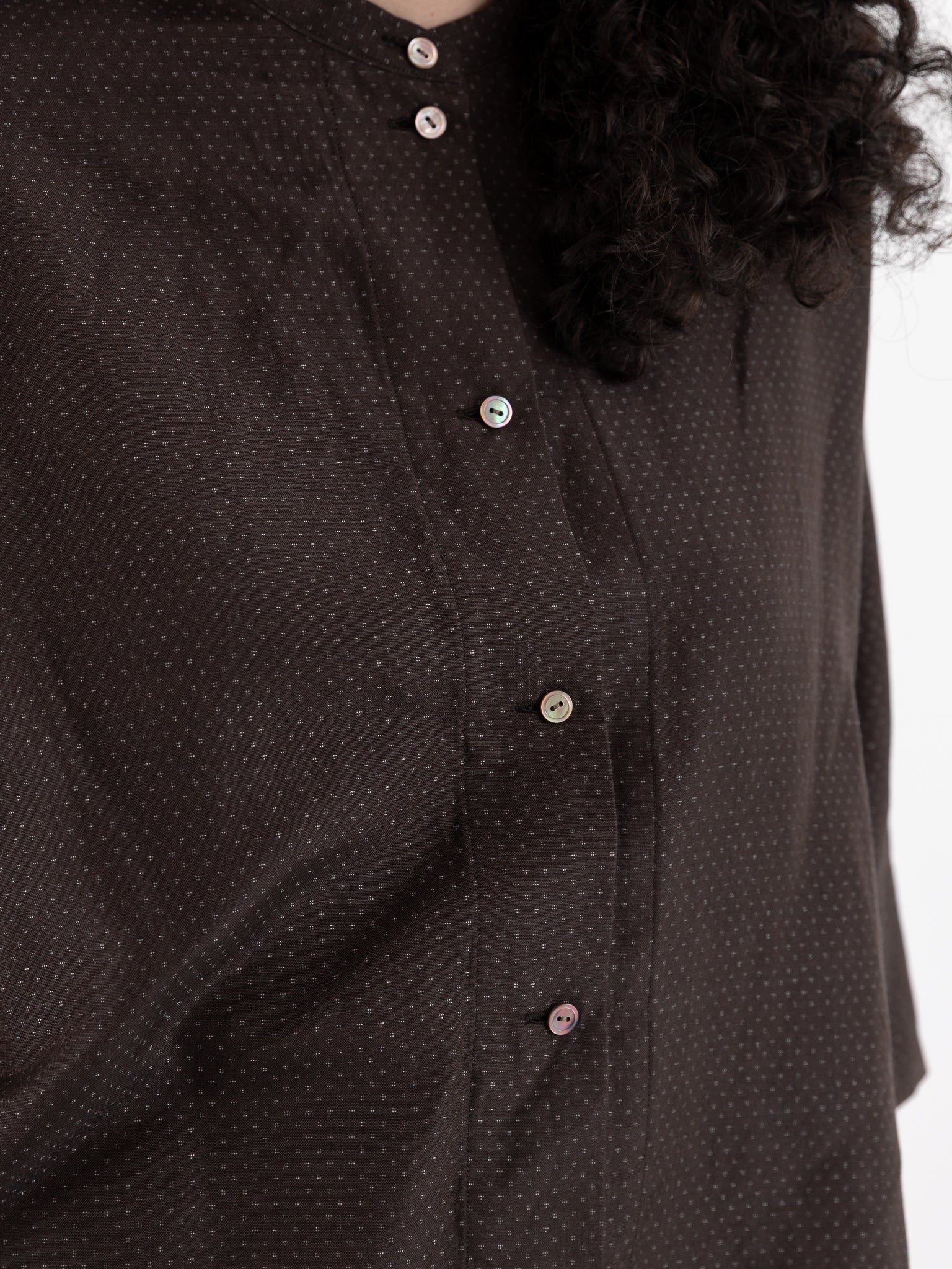 Arts & Science Stand Collar Boxy Shirt in Brown - ARTS & SCIENCE at Worthwhile - shop TOP