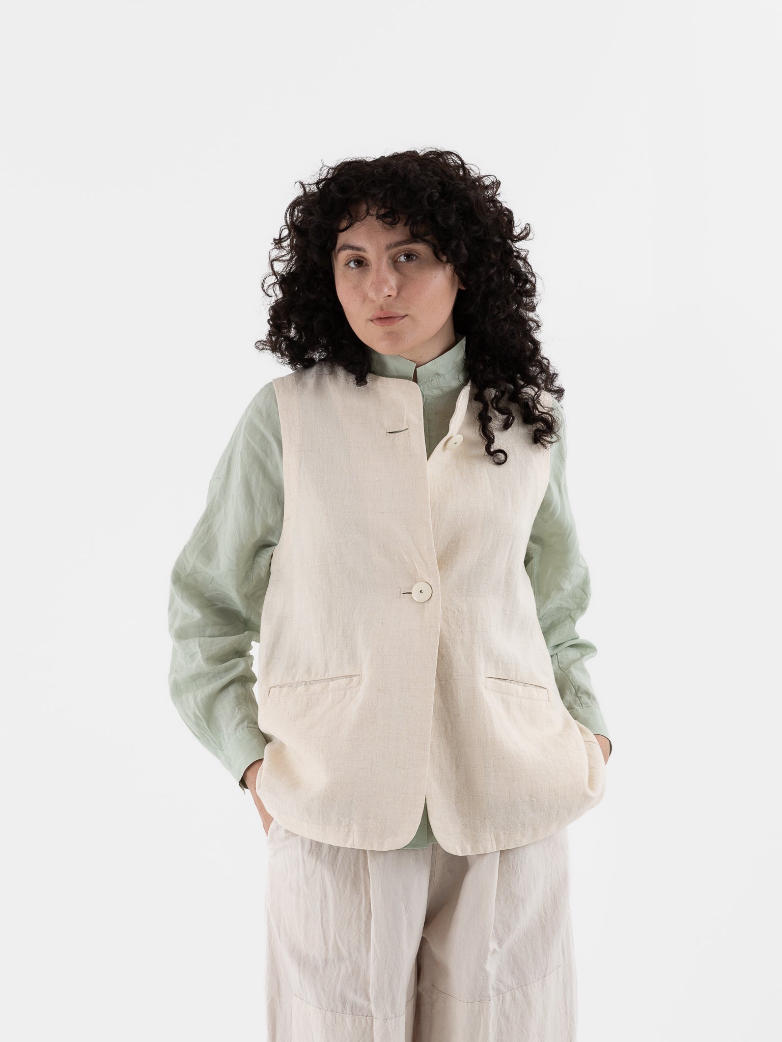 Arts & Science Crew Neck Vest in Natural - ARTS & SCIENCE at Worthwhile - shop VEST