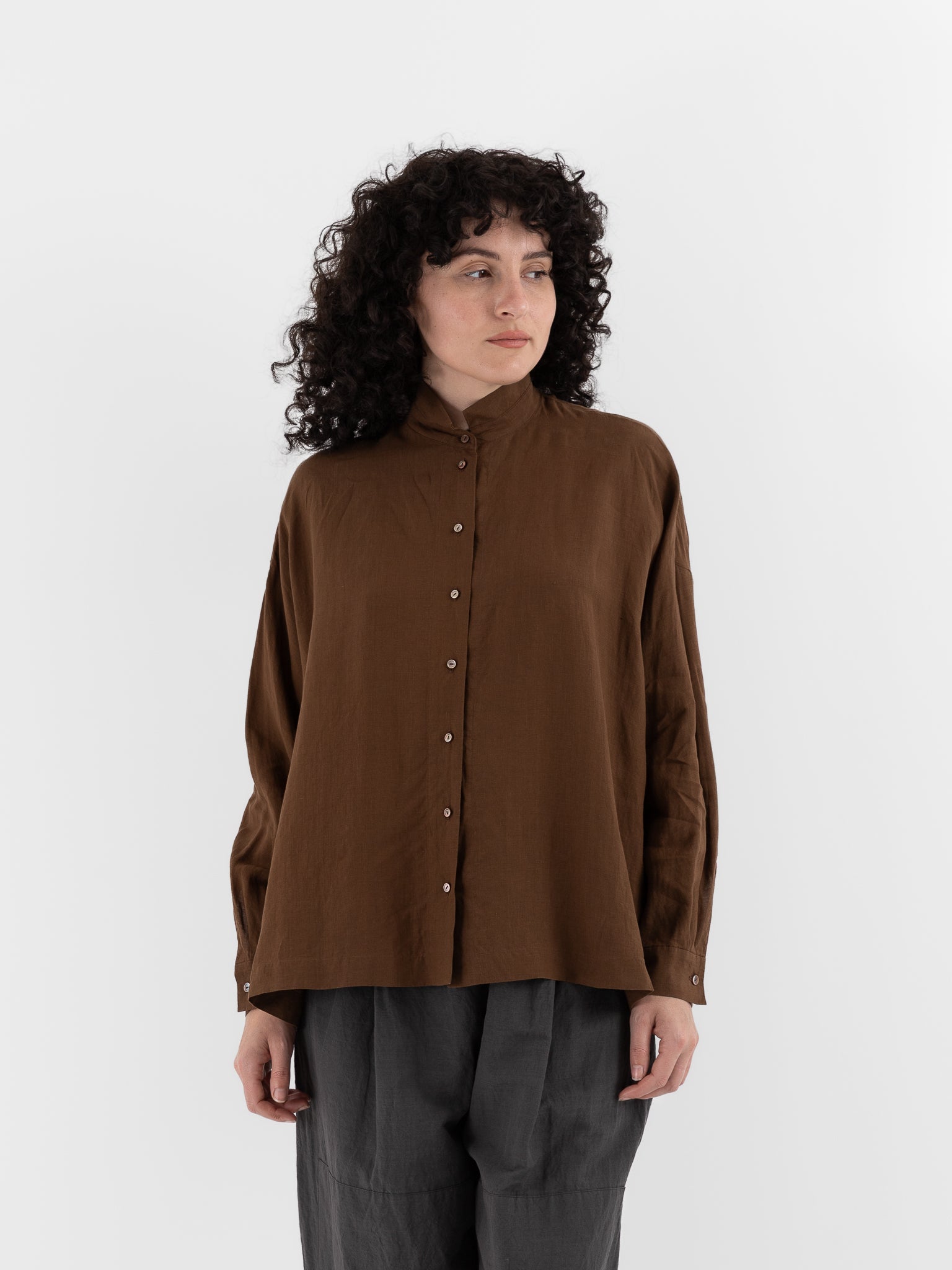 Arts & Science Granny Line Box Shirt in Light Brown - ARTS & SCIENCE at Worthwhile - shop TOP