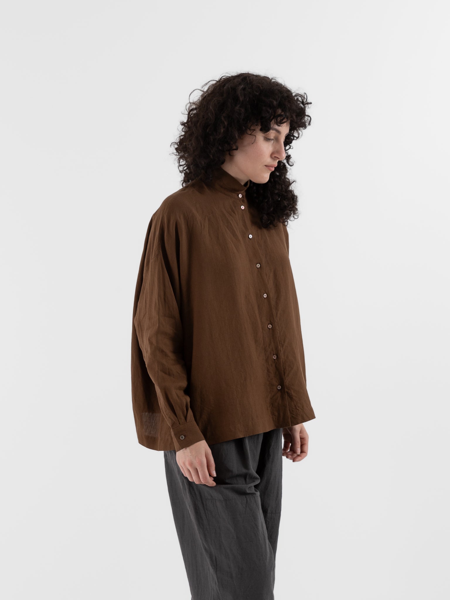 Arts & Science Granny Line Box Shirt in Light Brown - ARTS & SCIENCE at Worthwhile - shop TOP