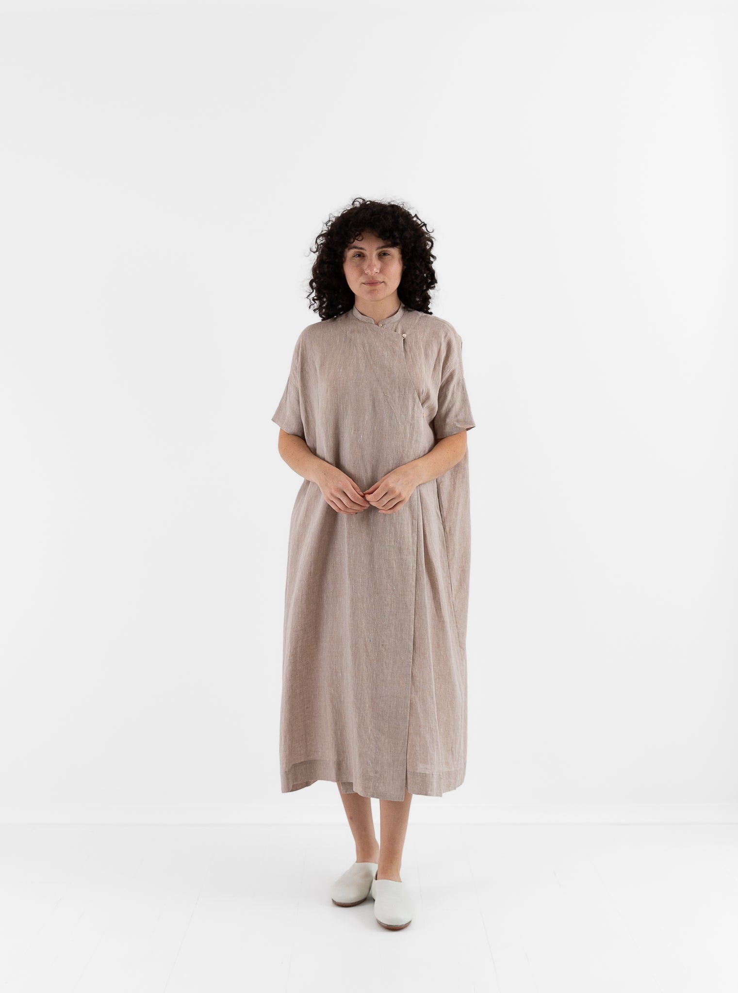 Arts & Science Ethnic Wrap Dress in Vintage Beige - ARTS & SCIENCE at Worthwhile - shop DRESS