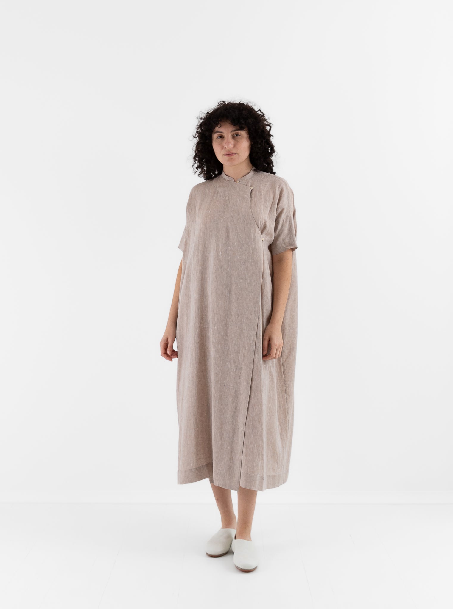 Arts & Science Ethnic Wrap Dress in Vintage Beige - ARTS & SCIENCE at Worthwhile - shop DRESS