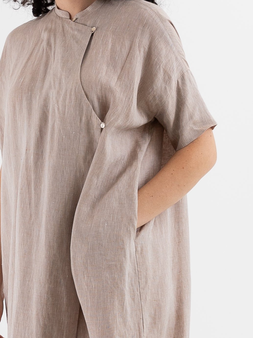 Arts & Science Ethnic Wrap Dress in Vintage Beige - ARTS & SCIENCE at Worthwhile - shop DRESS