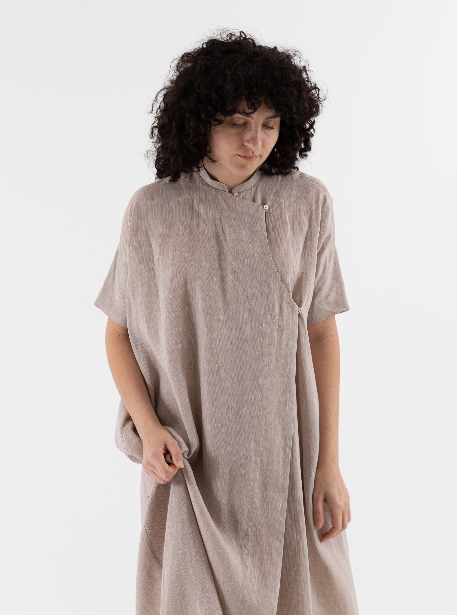 Arts & Science Ethnic Wrap Dress in Vintage Beige - ARTS & SCIENCE at Worthwhile - shop DRESS