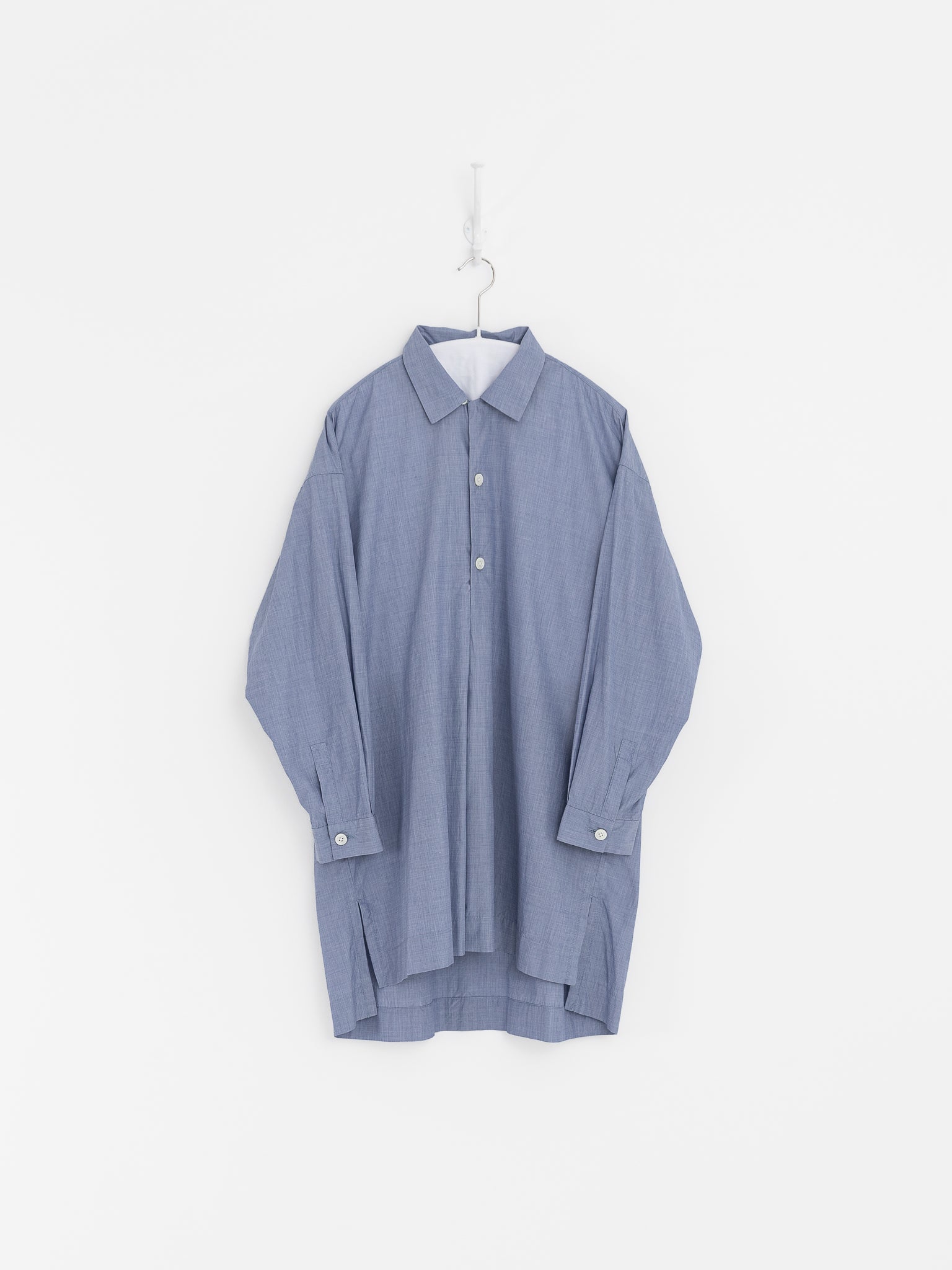 Arts & Science French Grandpa Long Shirt in Blue - ARTS & SCIENCE at Worthwhile - shop TOP