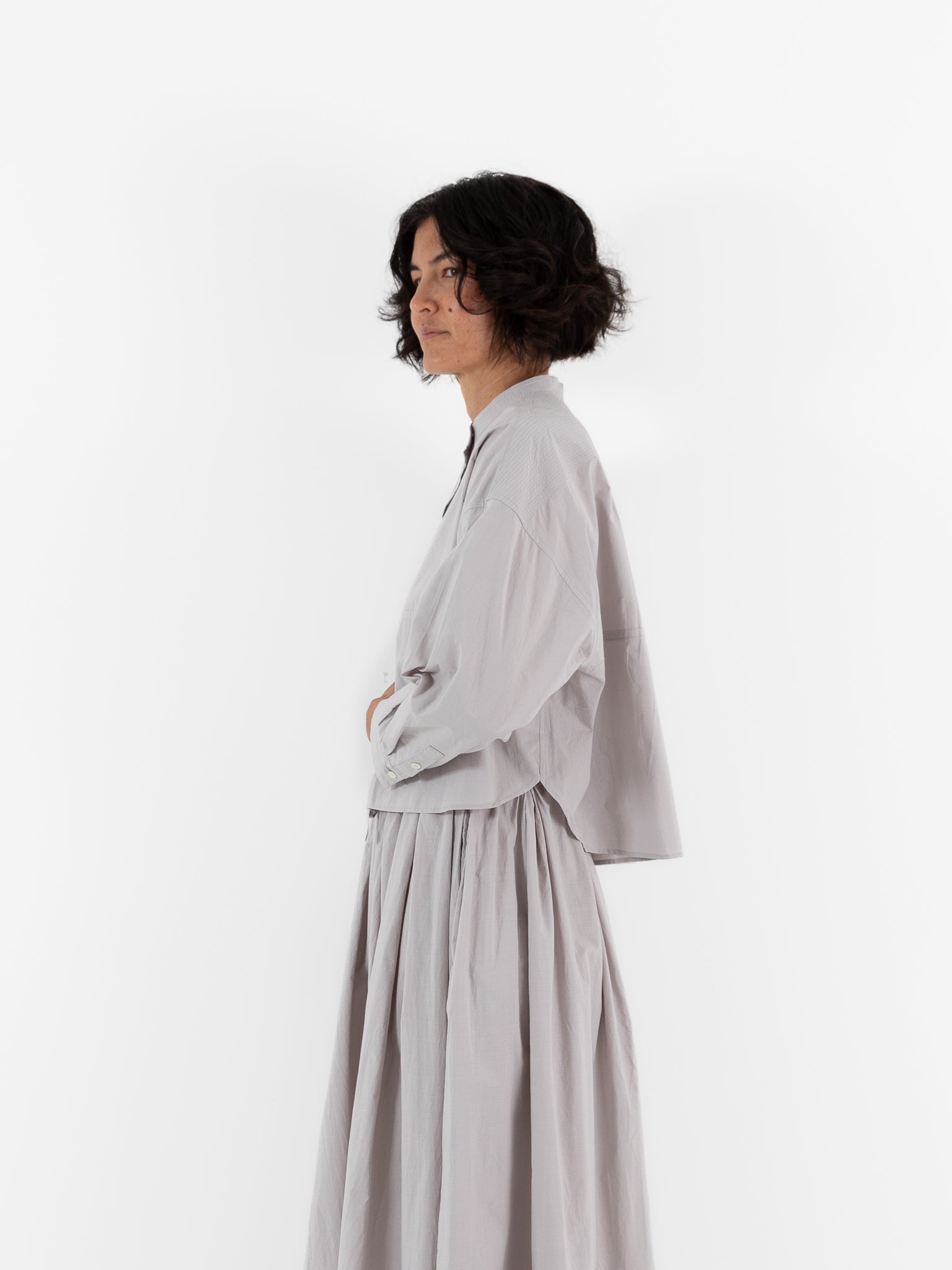 Arts & Science Big Yoke Shirt in Antique Light Grey - ARTS & SCIENCE at Worthwhile - shop TOP