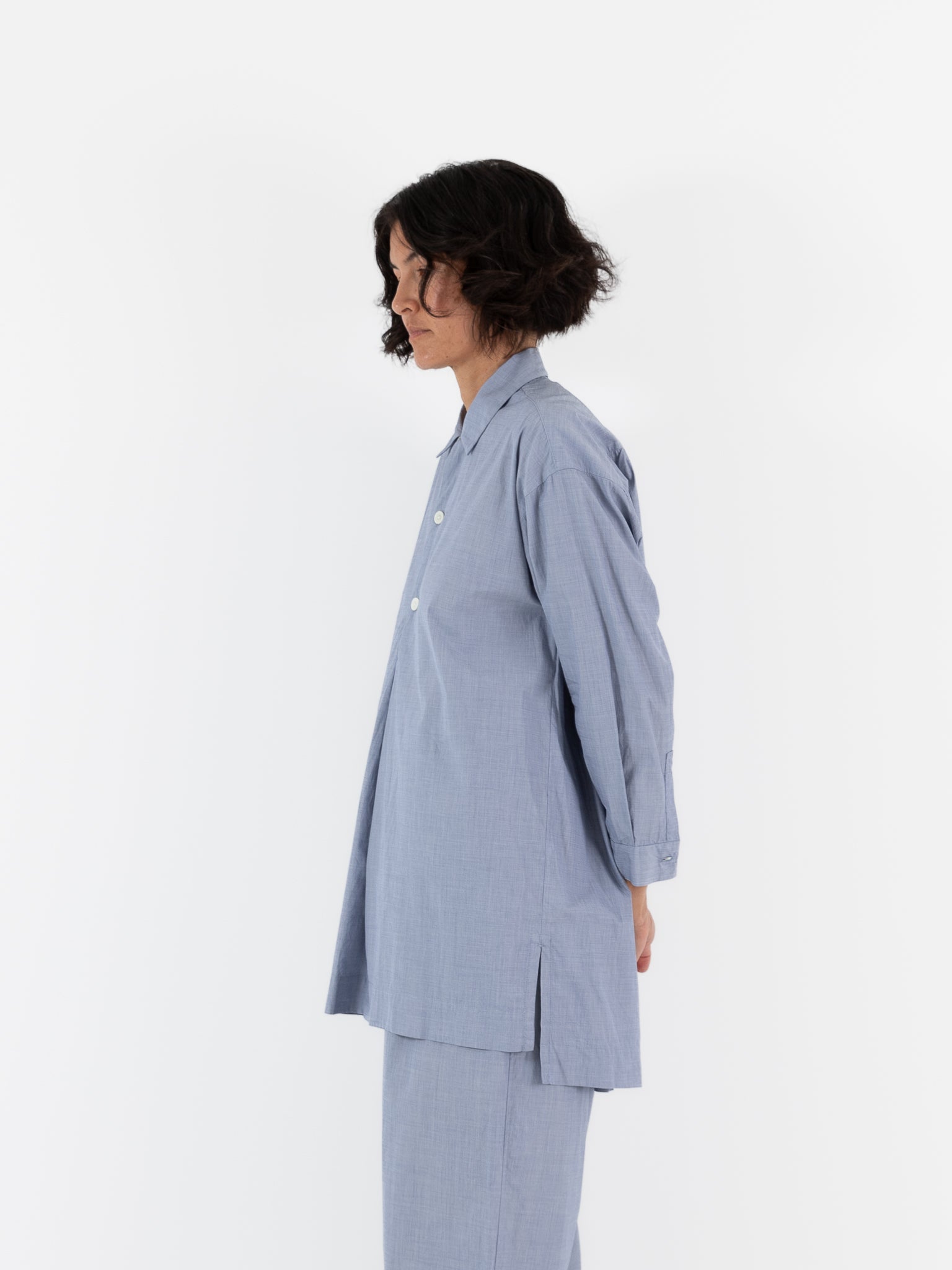 Arts & Science French Grandpa Long Shirt in Blue - ARTS & SCIENCE at Worthwhile - shop TOP