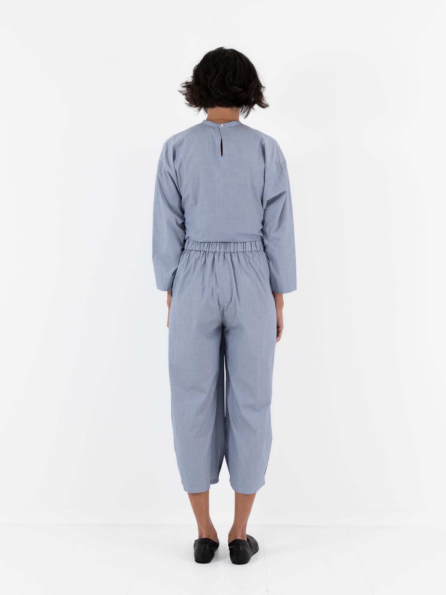 Arts & Science Stitch Belt Gather Pants in Blue - ARTS & SCIENCE at Worthwhile - shop PANT