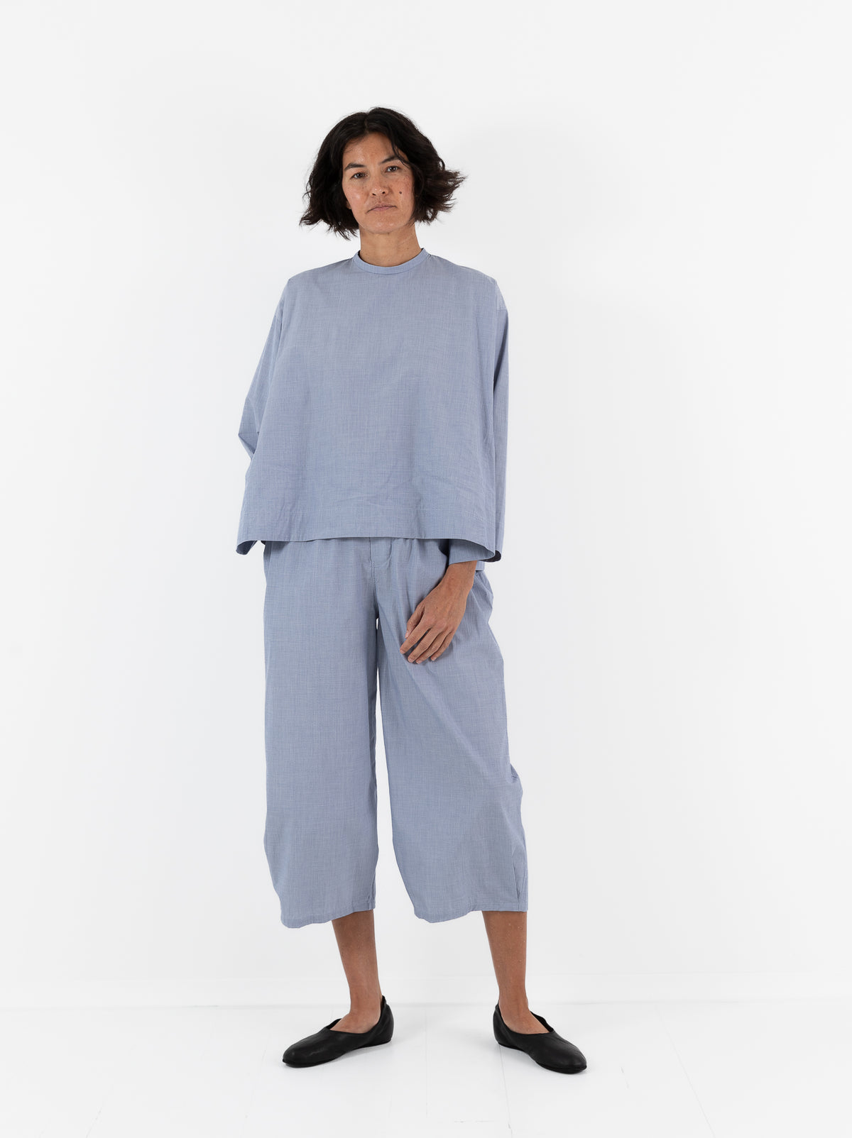 Arts & Science Stitch Belt Gather Pants in Blue - ARTS & SCIENCE at Worthwhile - shop PANT