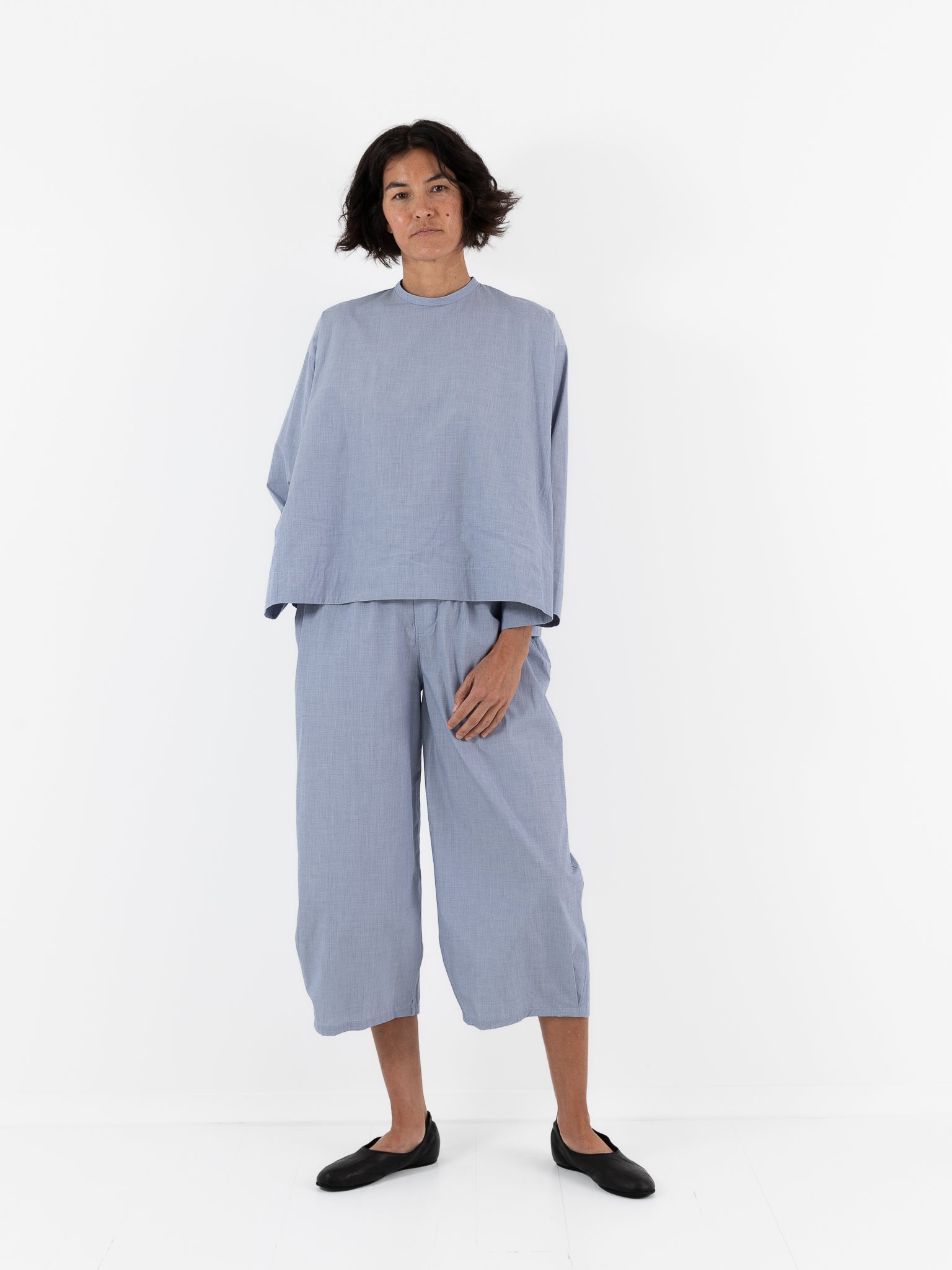 Arts & Science Stitch Belt Gather Pants in Blue - ARTS & SCIENCE at Worthwhile - shop PANT