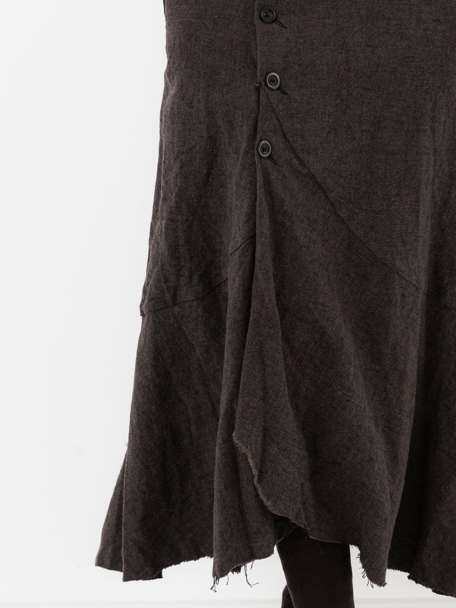 Atelier Suppan Front Crossed Button Skirt 40 in Charcoal - ATELIER SUPPAN at Worthwhile - shop SKIRT