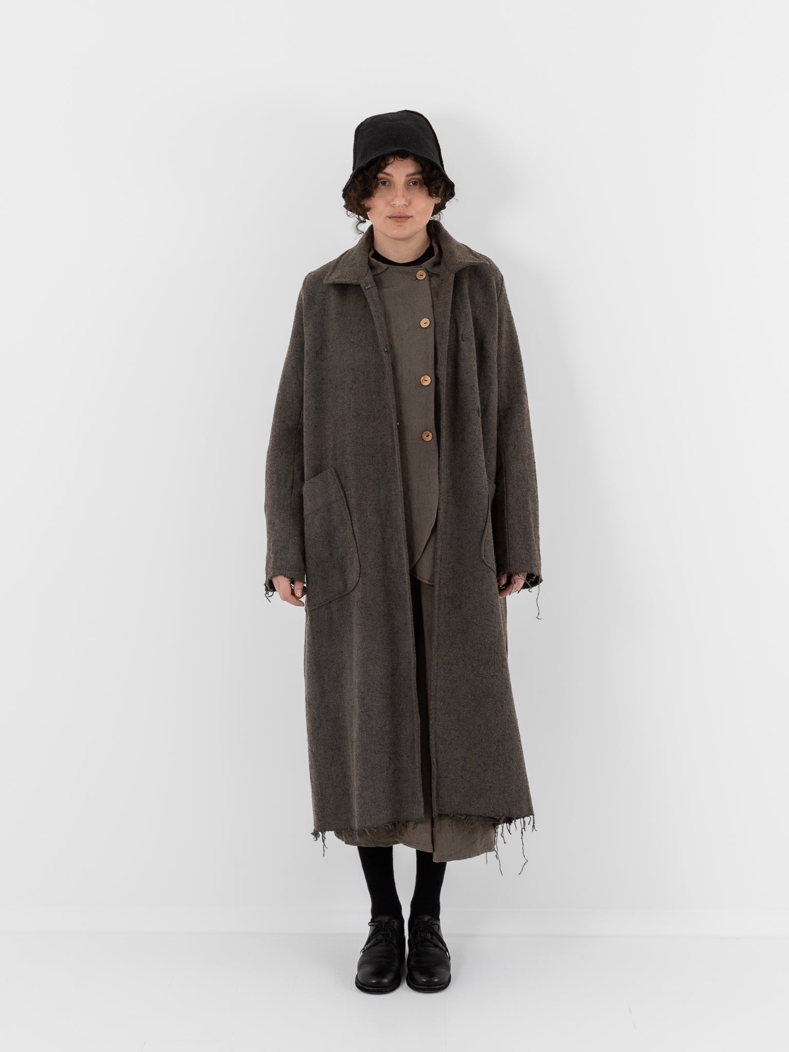 Atelier Suppan Long Coat 27 in Hand Dye/Green - ATELIER SUPPAN at Worthwhile - shop COAT