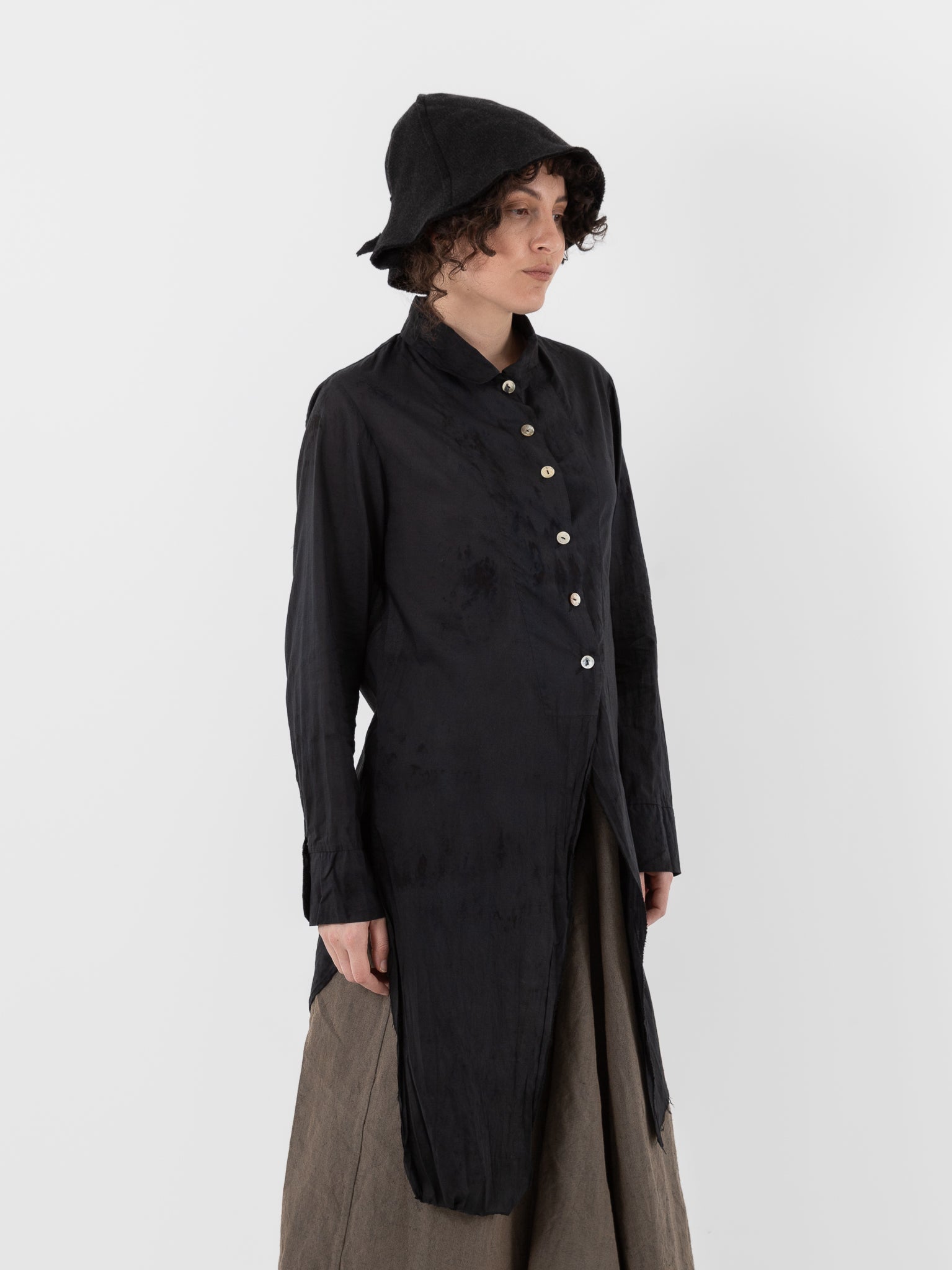 Atelier Suppan Long Shirt 52 in Hand Dye/Dark - ATELIER SUPPAN at Worthwhile - shop TOP