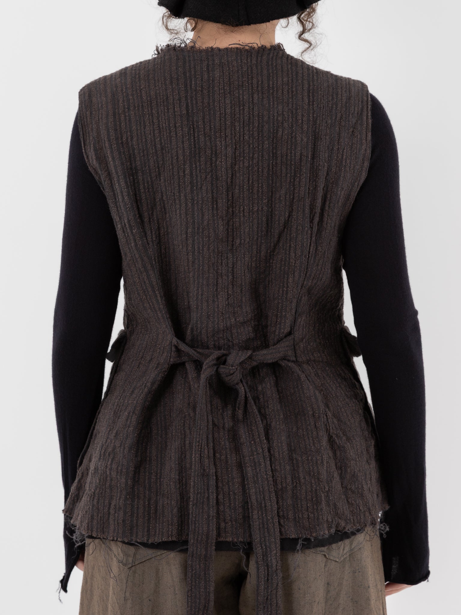 Atelier Suppan Handwoven Sleeveless Jacket 34 in Hand Dye Stripe - ATELIER SUPPAN at Worthwhile - shop JACKET