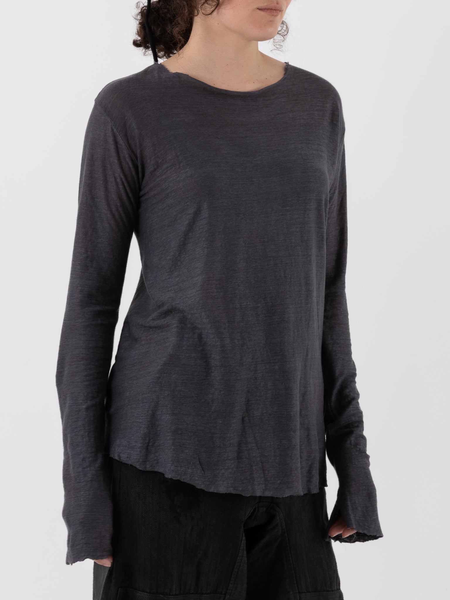Atelier Suppan Linen Tee in 59 in Hand Dye Grey - ATELIER SUPPAN at Worthwhile - shop TOP