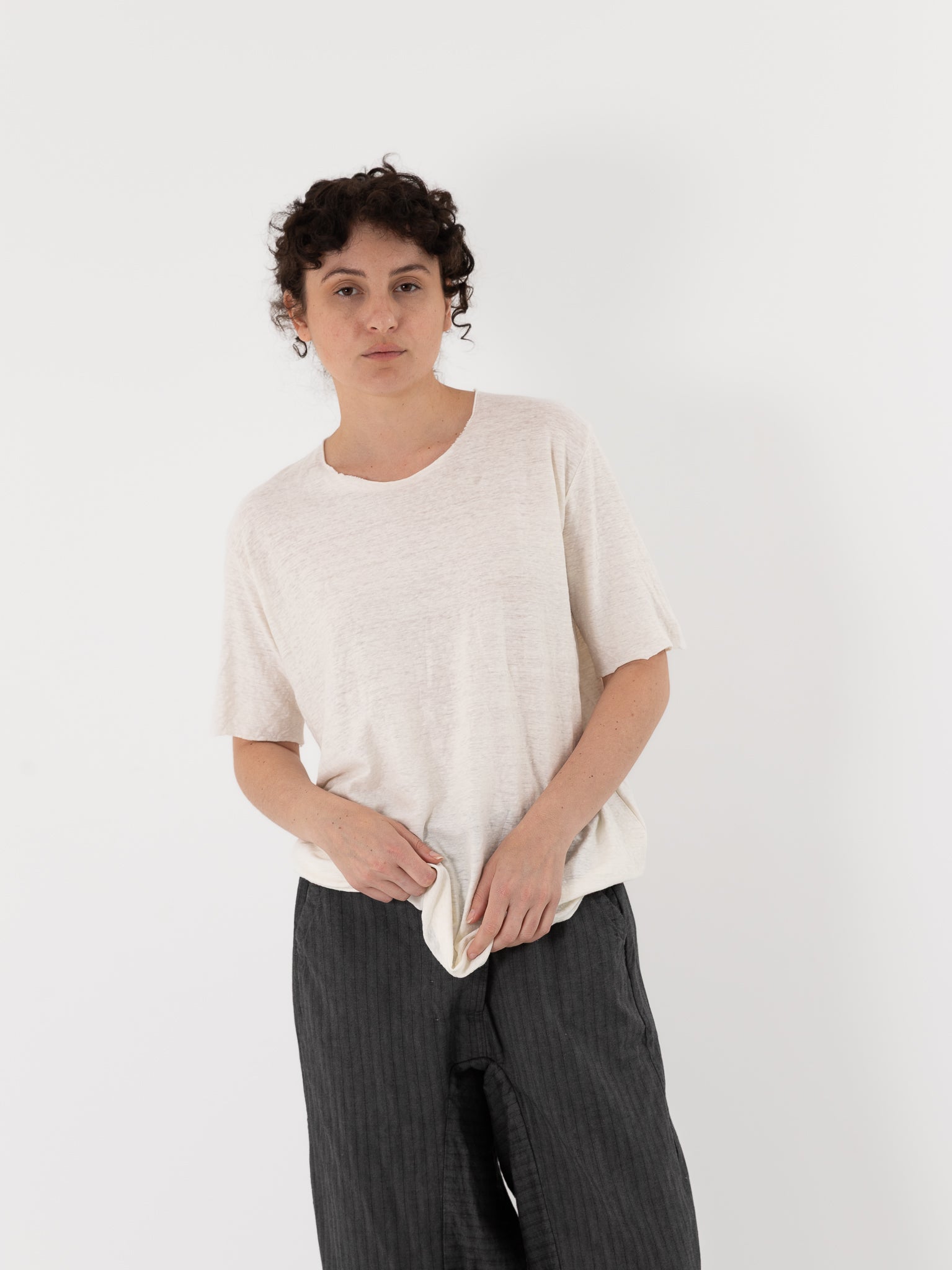 Atelier Suppan Linen Tee Shirt 64 in White - ATELIER SUPPAN at Worthwhile - shop TOP
