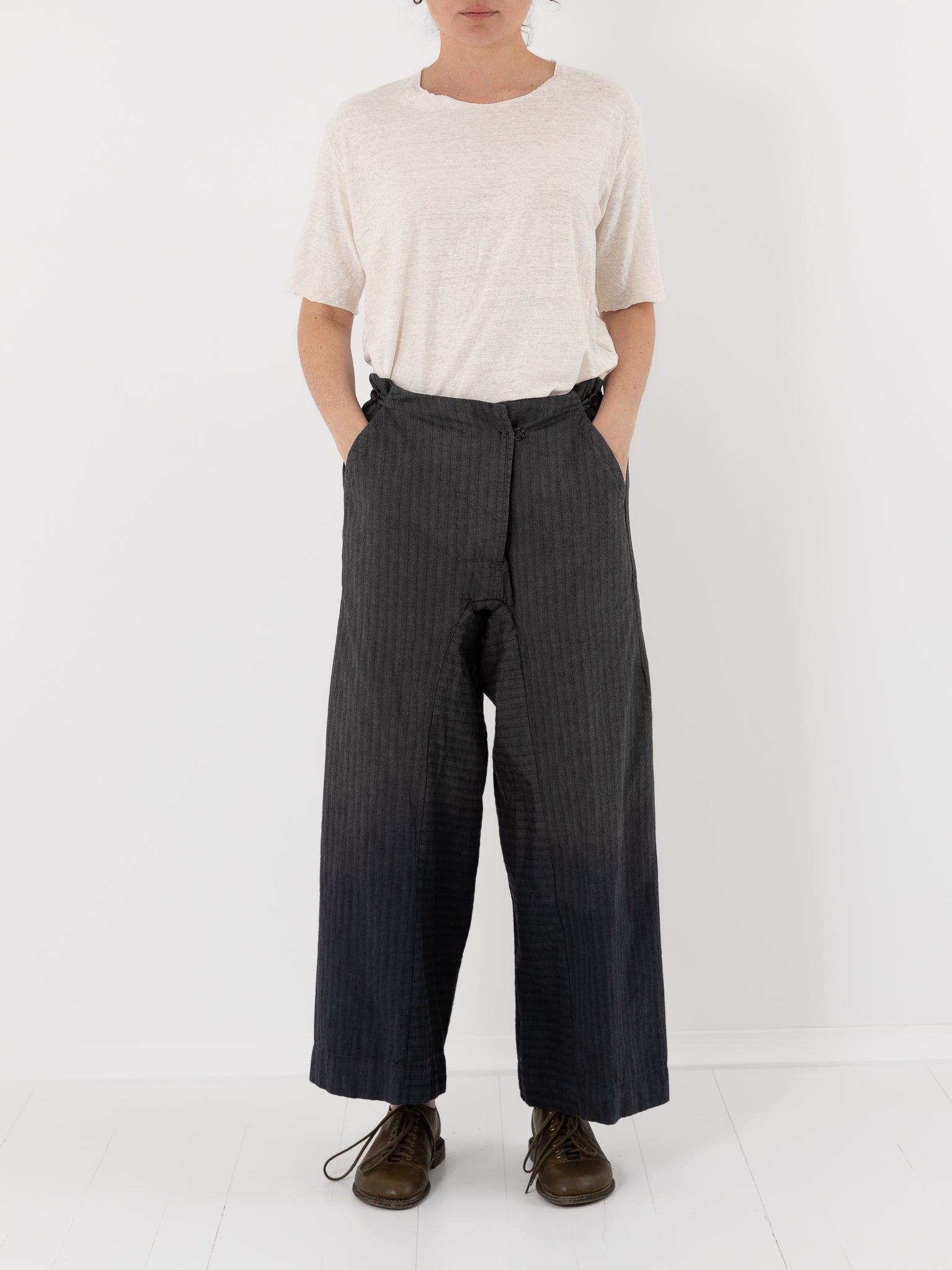 Atelier Suppan Striped Trousers 44 in Grey Blue - ATELIER SUPPAN at Worthwhile - shop PANT