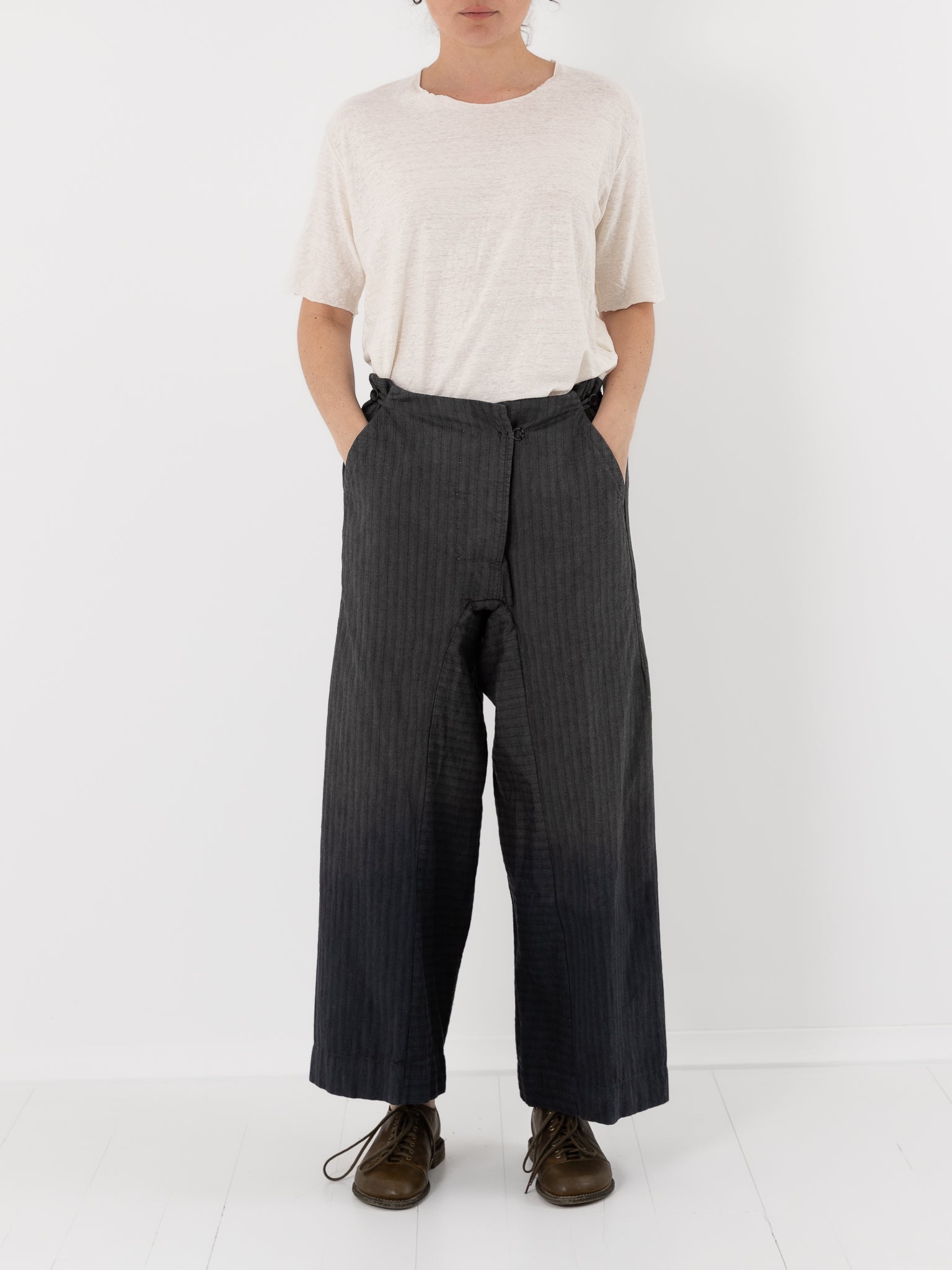 Atelier Suppan Striped Trousers 44 in Grey Blue - ATELIER SUPPAN at Worthwhile - shop PANT