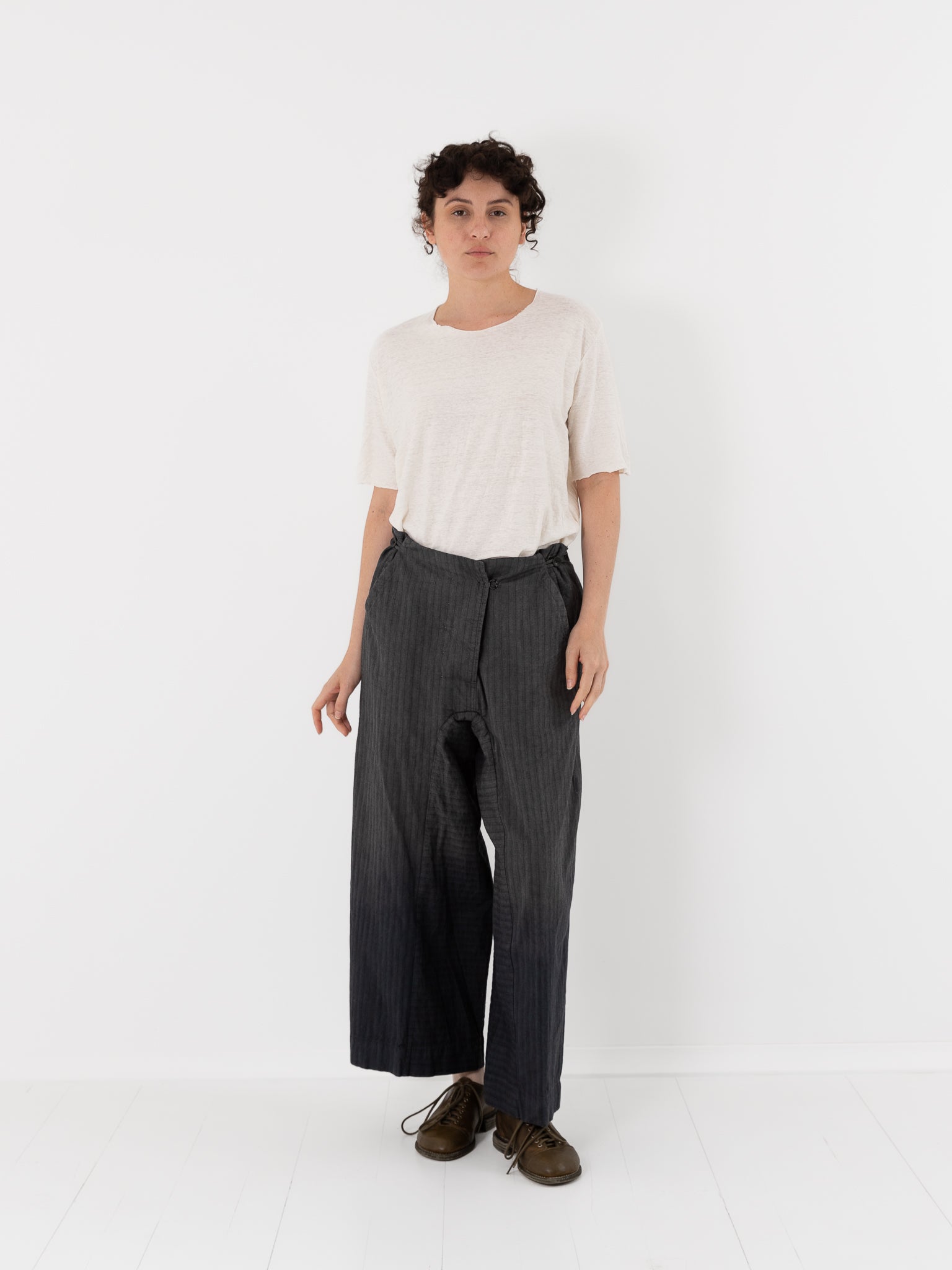 Atelier Suppan Striped Trousers 44 in Grey Blue - ATELIER SUPPAN at Worthwhile - shop PANT