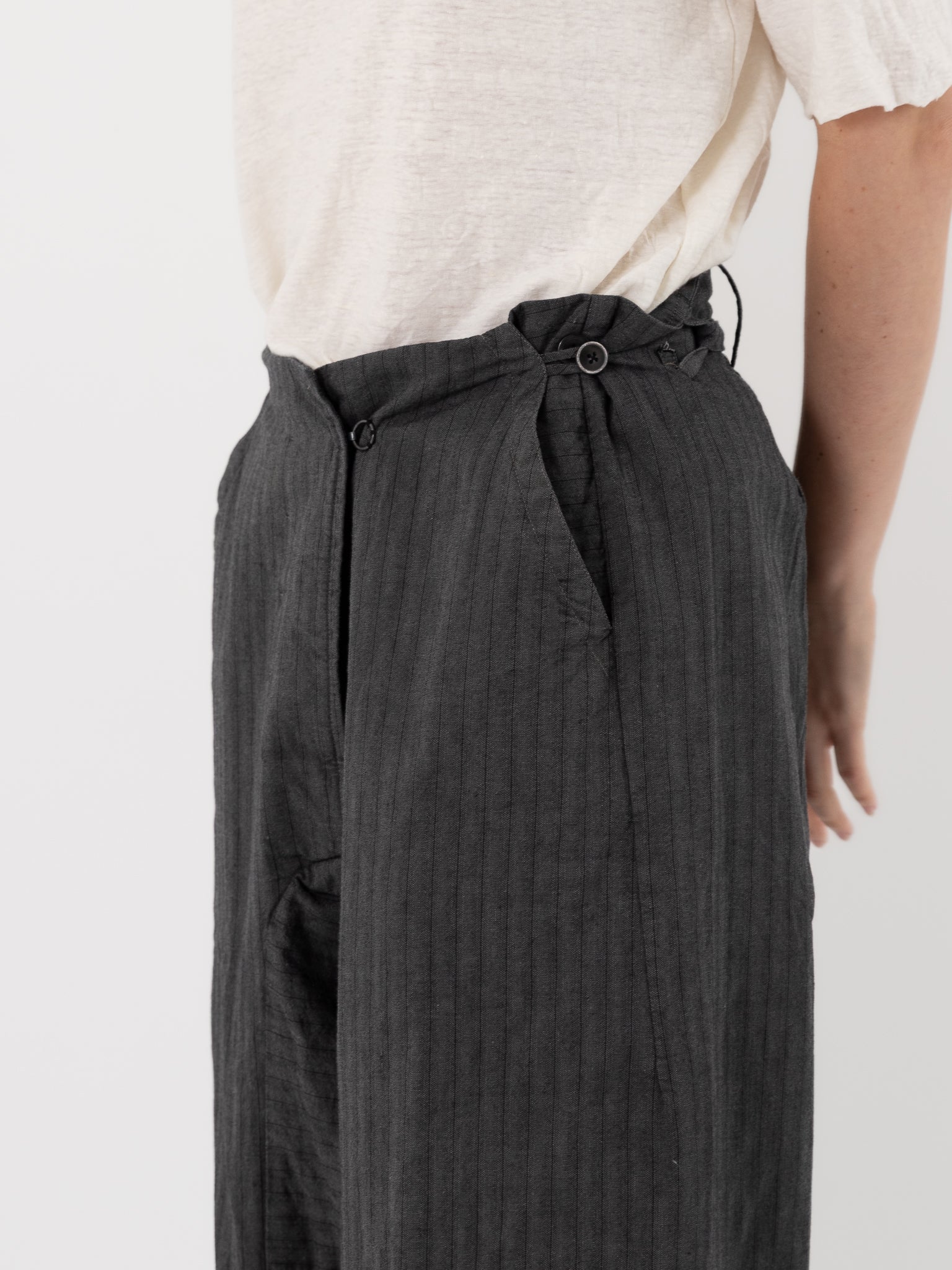 Atelier Suppan Striped Trousers 44 in Grey Blue - ATELIER SUPPAN at Worthwhile - shop PANT