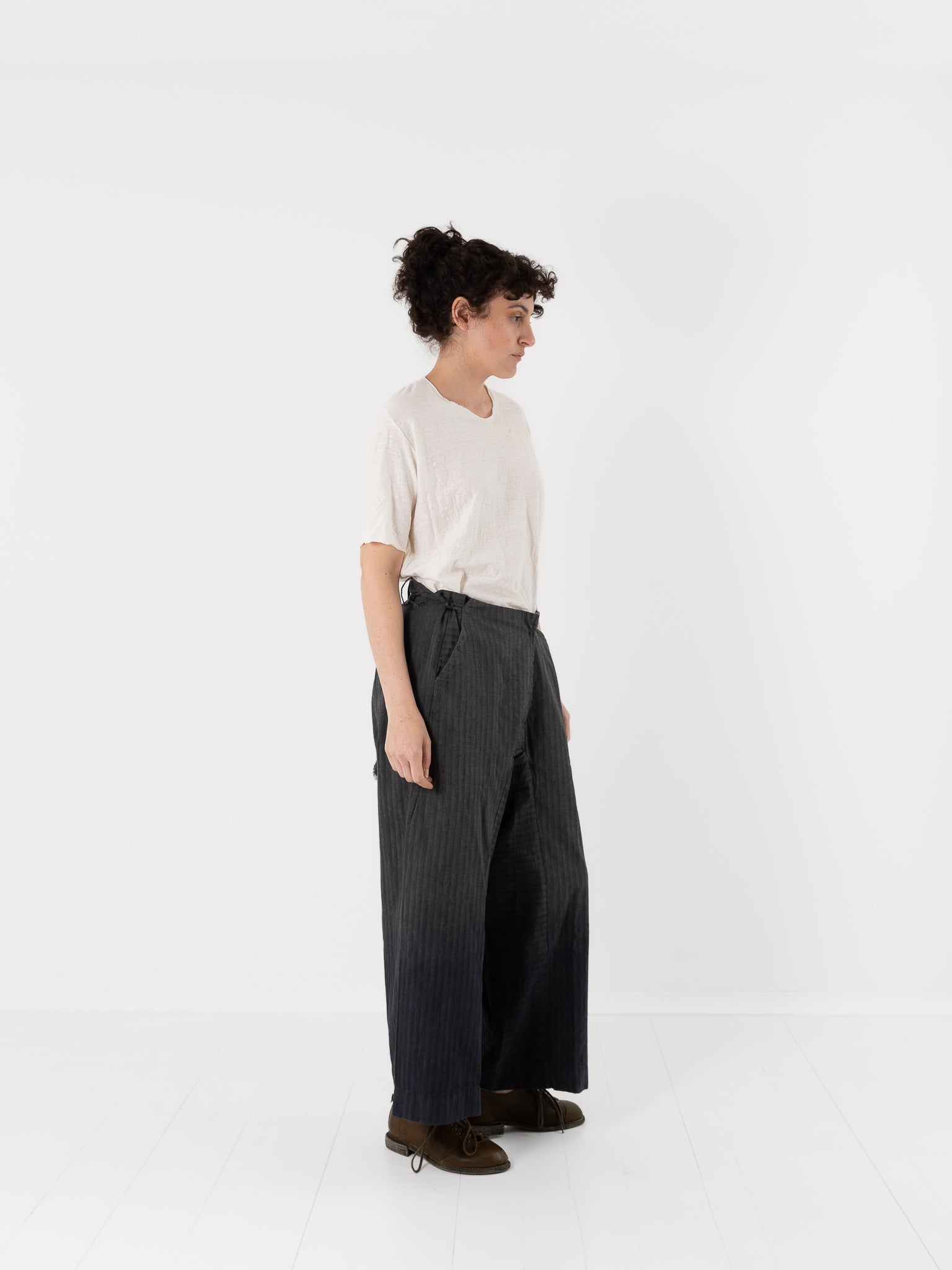 Atelier Suppan Striped Trousers 44 in Grey Blue - ATELIER SUPPAN at Worthwhile - shop PANT