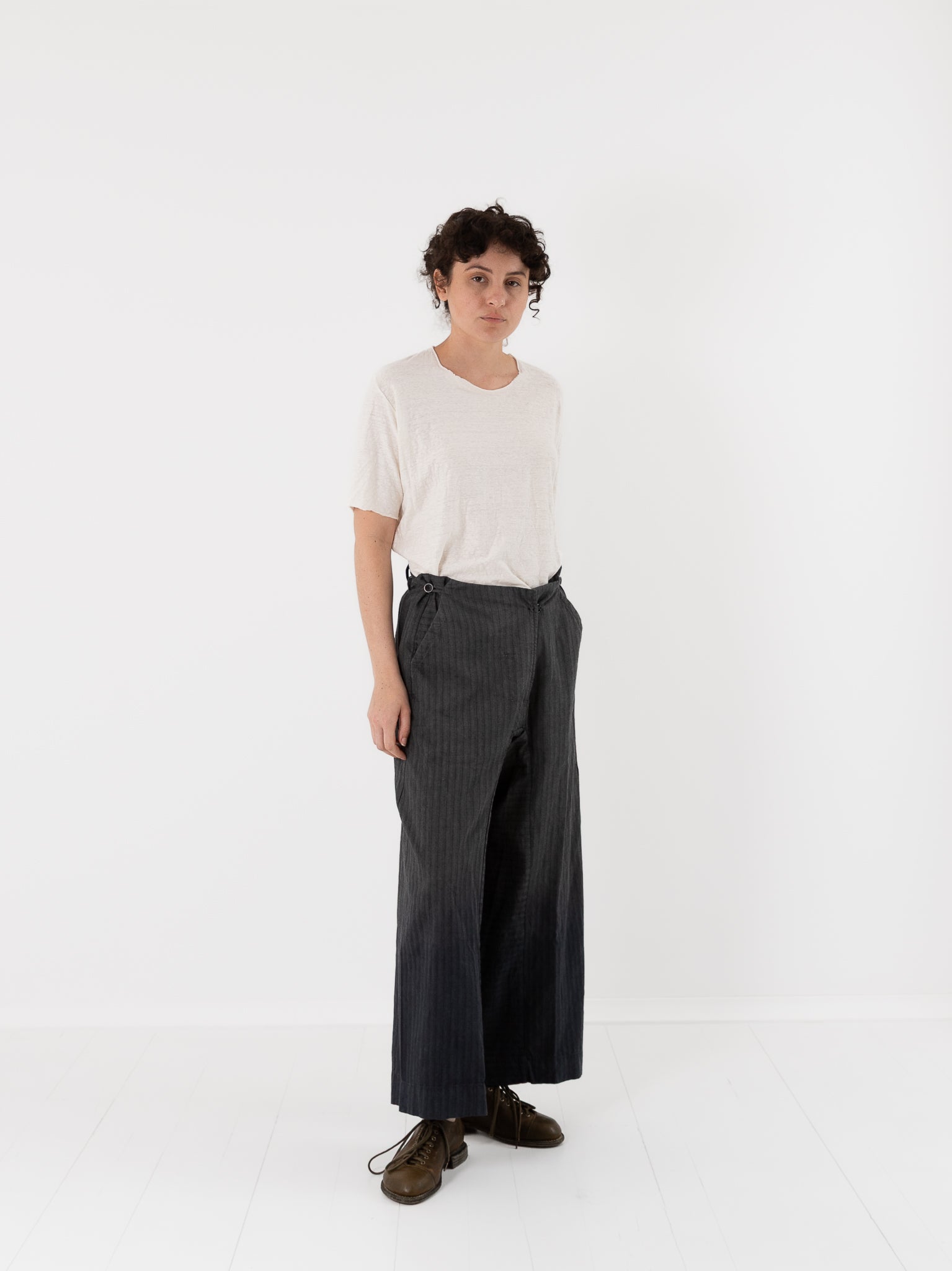 Atelier Suppan Striped Trousers 44 in Grey Blue - ATELIER SUPPAN at Worthwhile - shop PANT