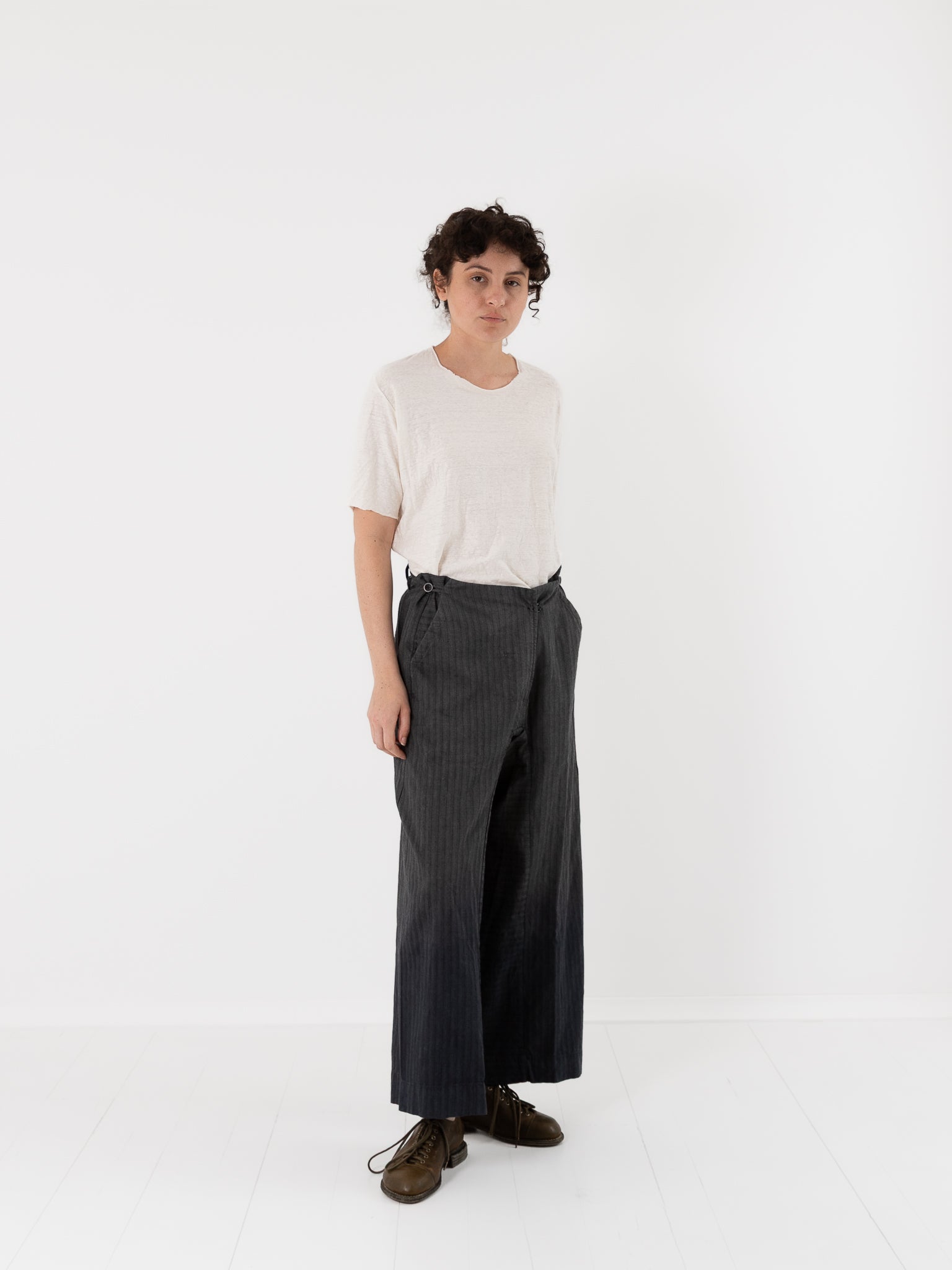 Atelier Suppan Striped Trousers 44 in Grey Blue - ATELIER SUPPAN at Worthwhile - shop PANT