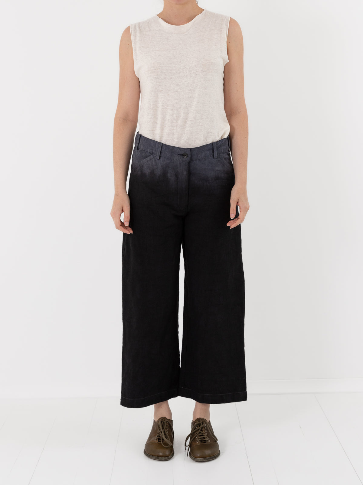 Atelier Suppan Hemp Jeans 45 in Blue Dip Dye - ATELIER SUPPAN at Worthwhile - shop PANT
