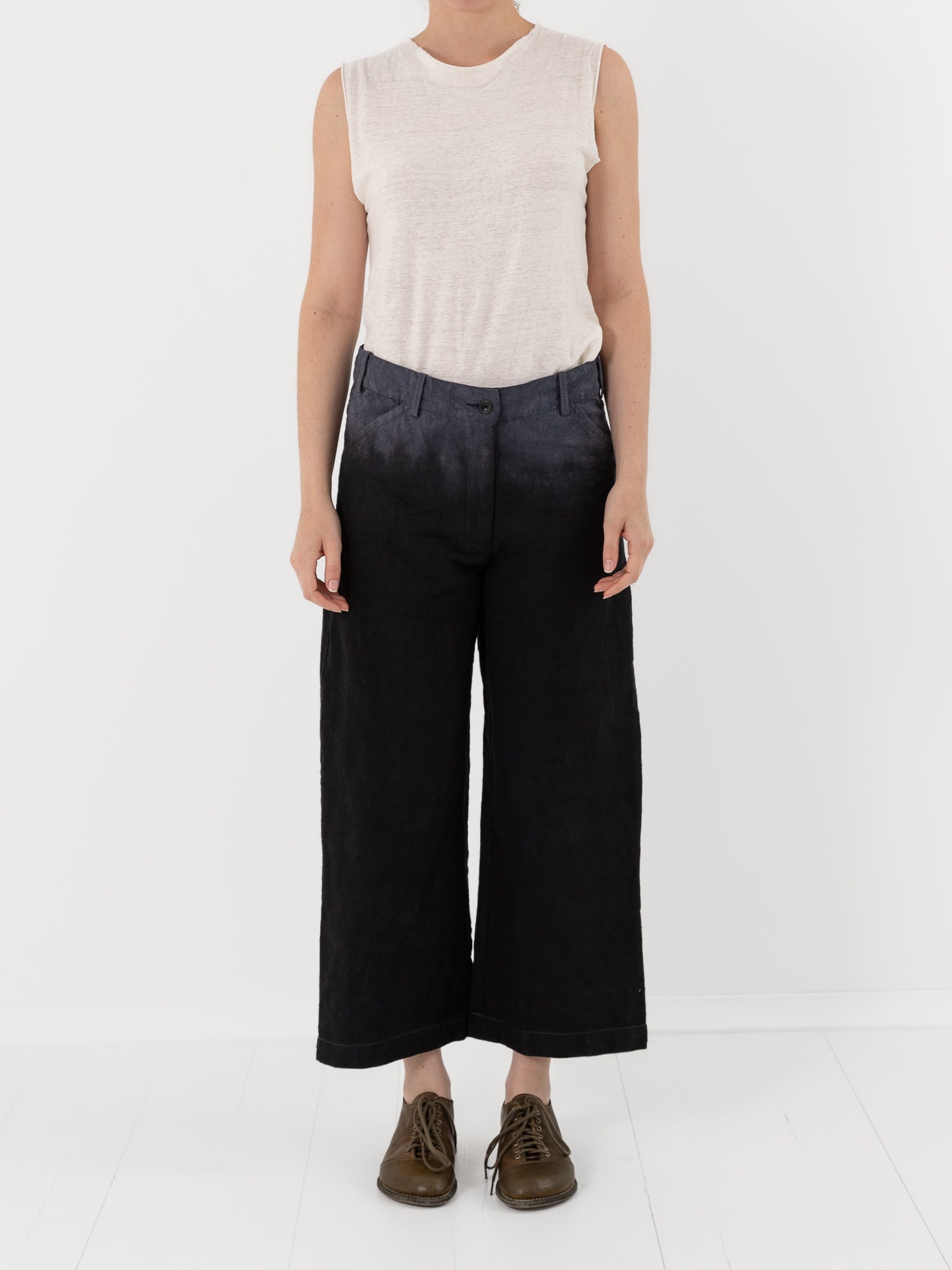 Atelier Suppan Hemp Jeans 45 in Blue Dip Dye - ATELIER SUPPAN at Worthwhile - shop PANT