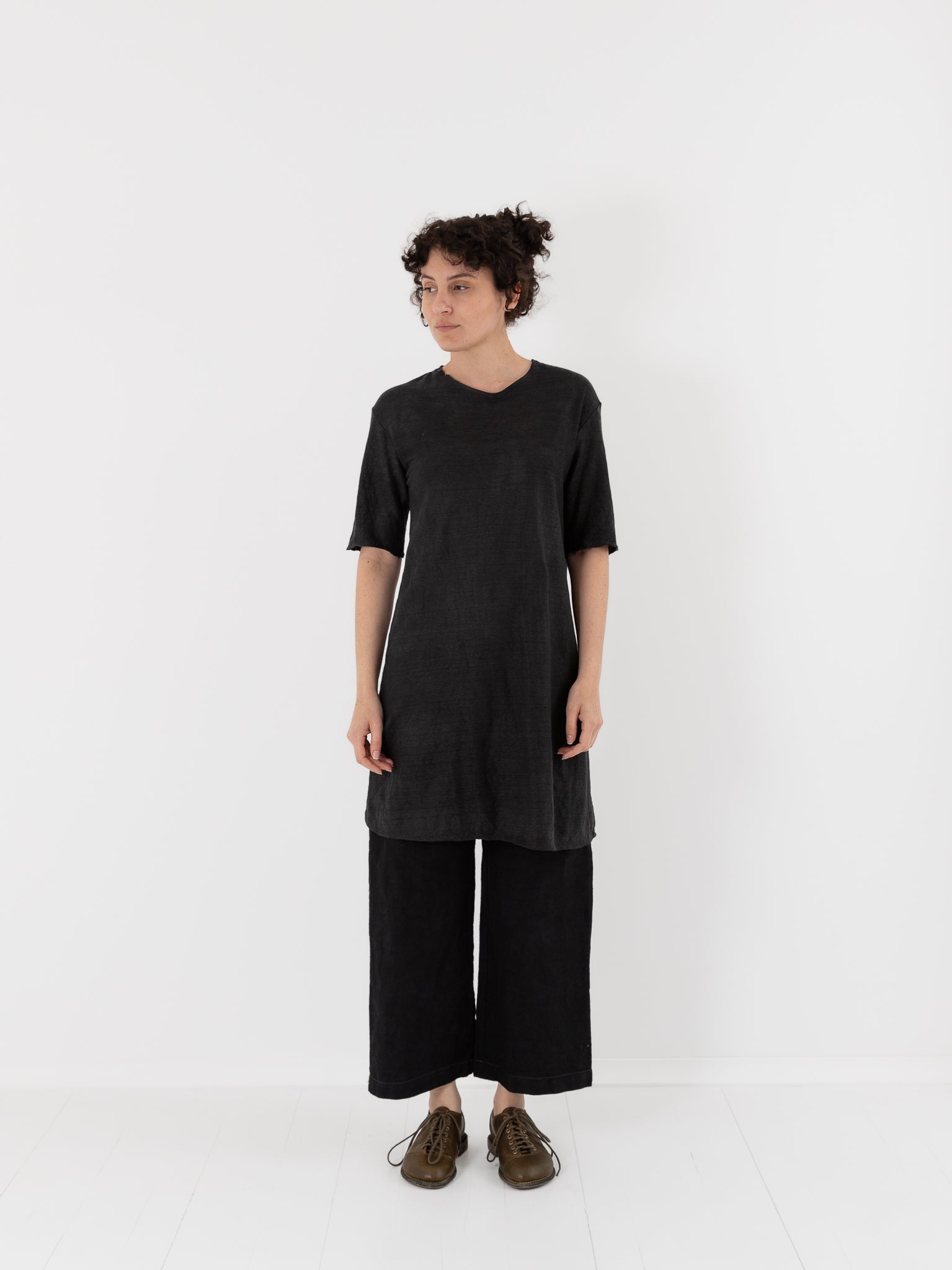 Atelier Suppan Long Linen Tee Shirt 66 in Black - ATELIER SUPPAN at Worthwhile - shop TOP