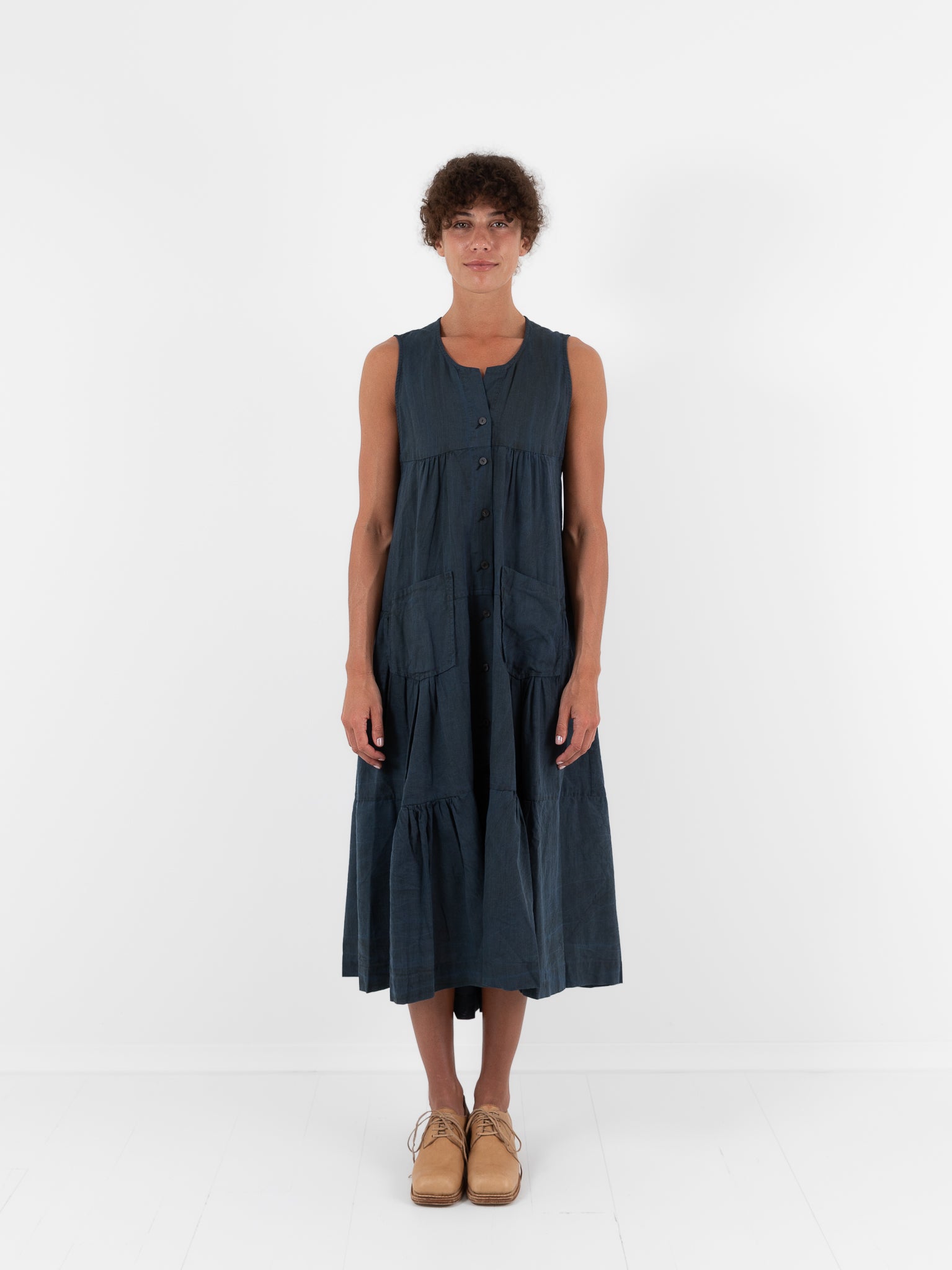 Atelier Suppan Gathered Dress 53 in Blue - ATELIER SUPPAN at Worthwhile - shop DRESS