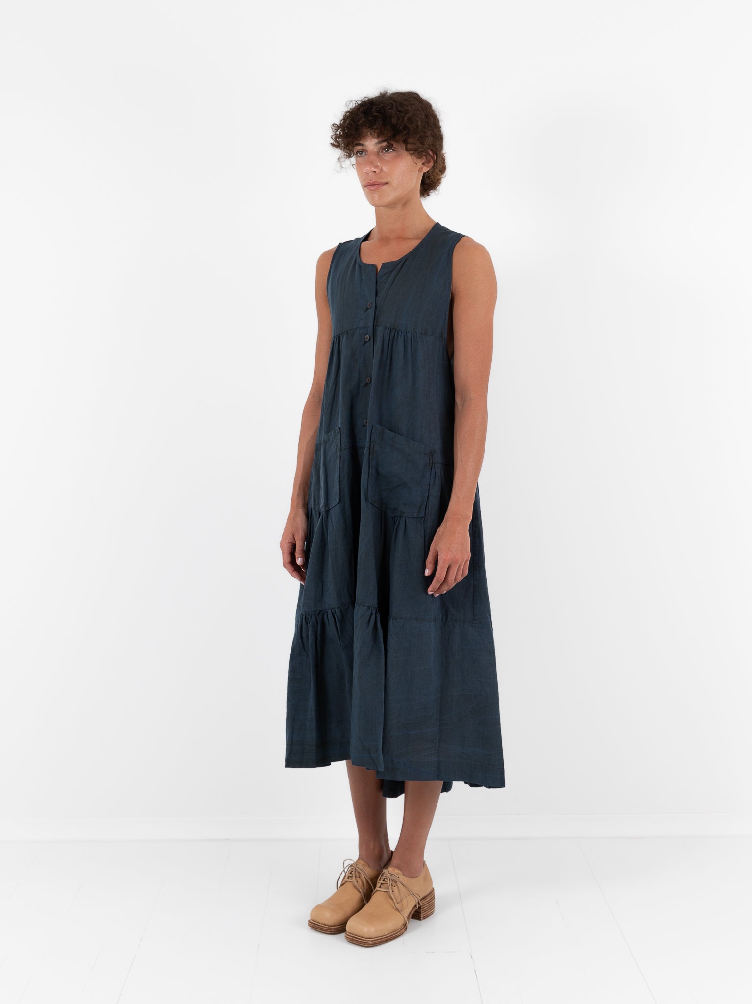 Atelier Suppan Gathered Dress 53 in Blue - ATELIER SUPPAN at Worthwhile - shop DRESS