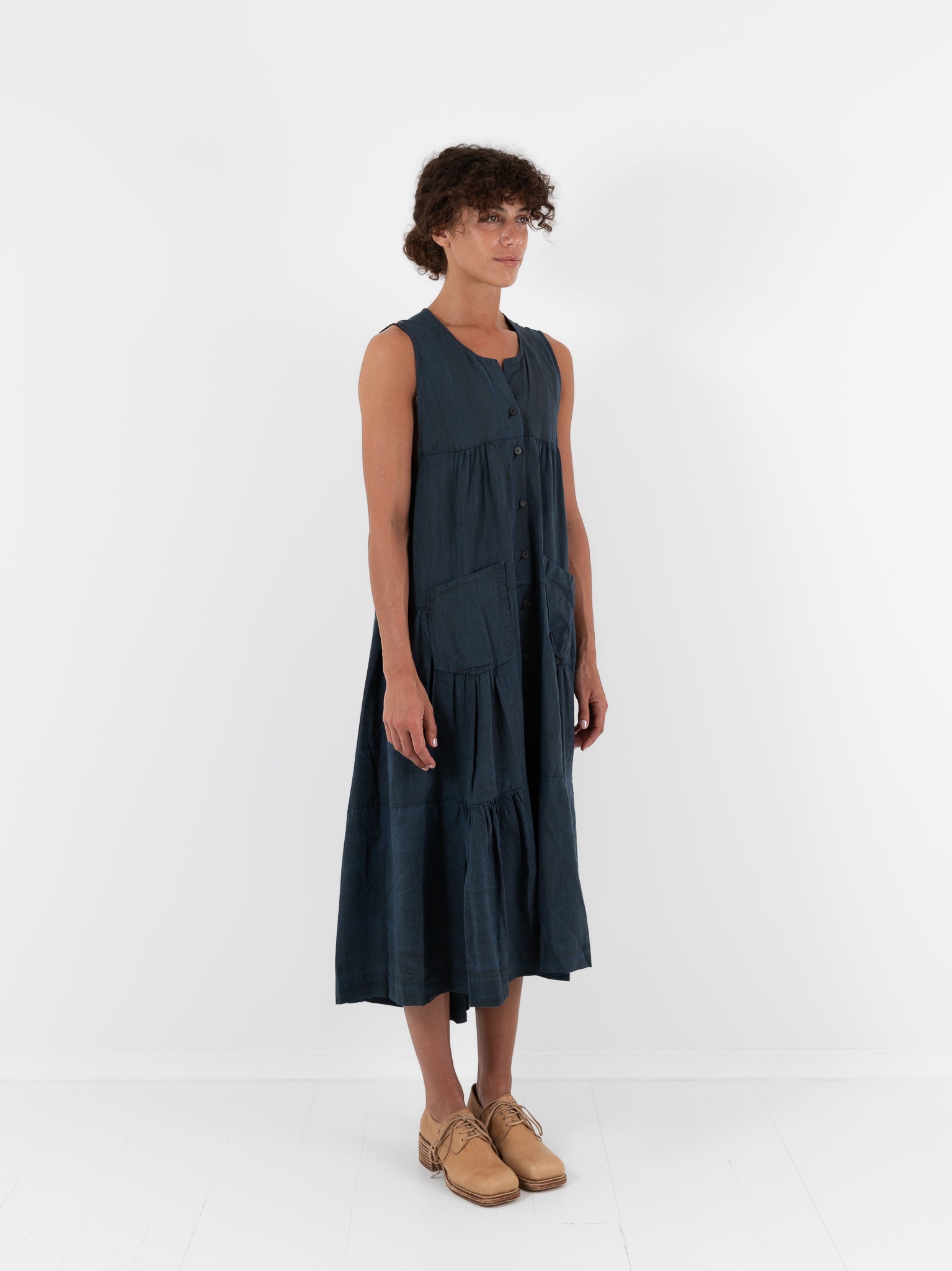 Atelier Suppan Gathered Dress 53 in Blue - ATELIER SUPPAN at Worthwhile - shop DRESS