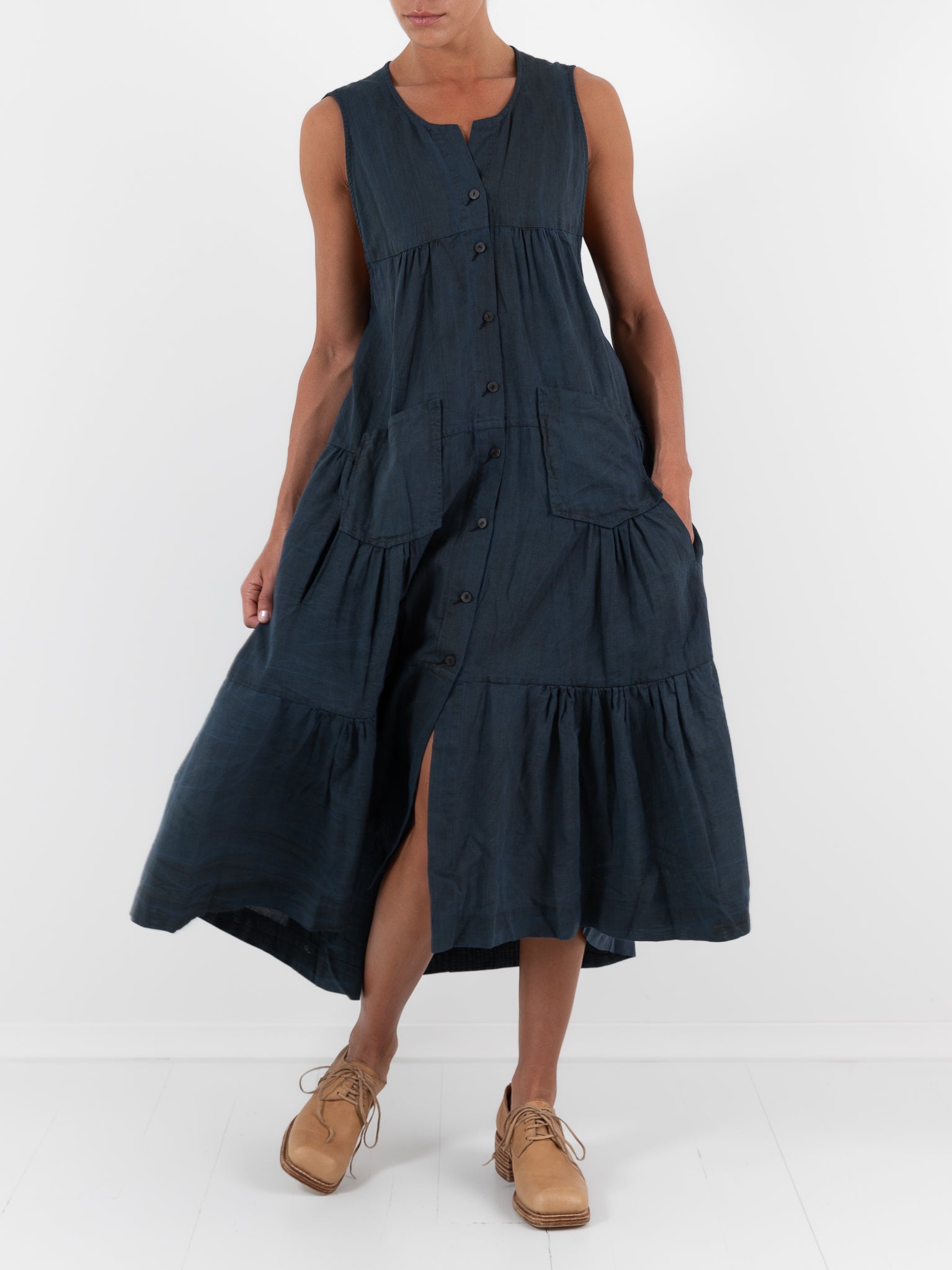 Atelier Suppan Gathered Dress 53 in Blue - ATELIER SUPPAN at Worthwhile - shop DRESS
