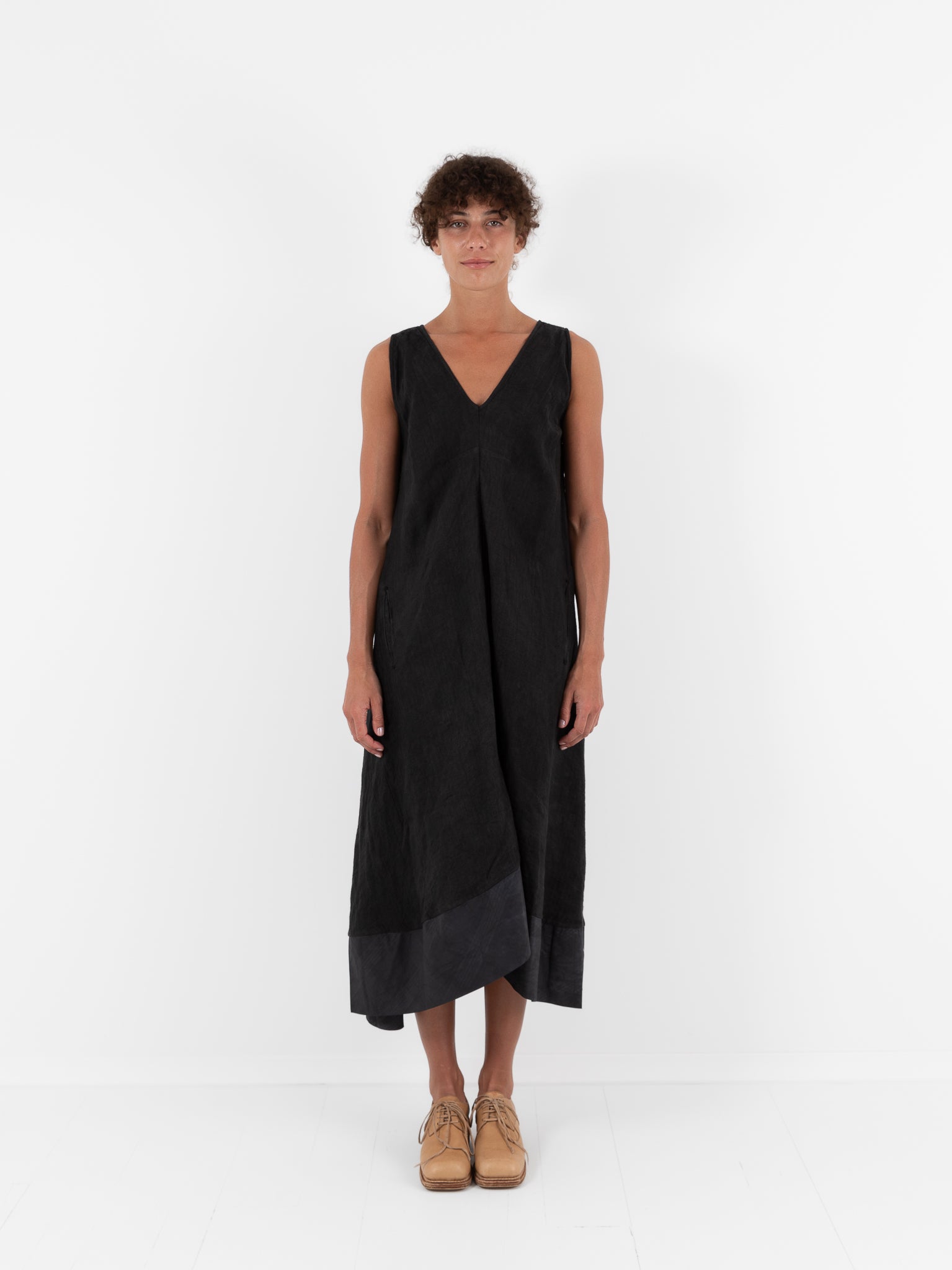 Atelier Suppan V Collar Dress 52 in Dark - ATELIER SUPPAN at Worthwhile - shop DRESS