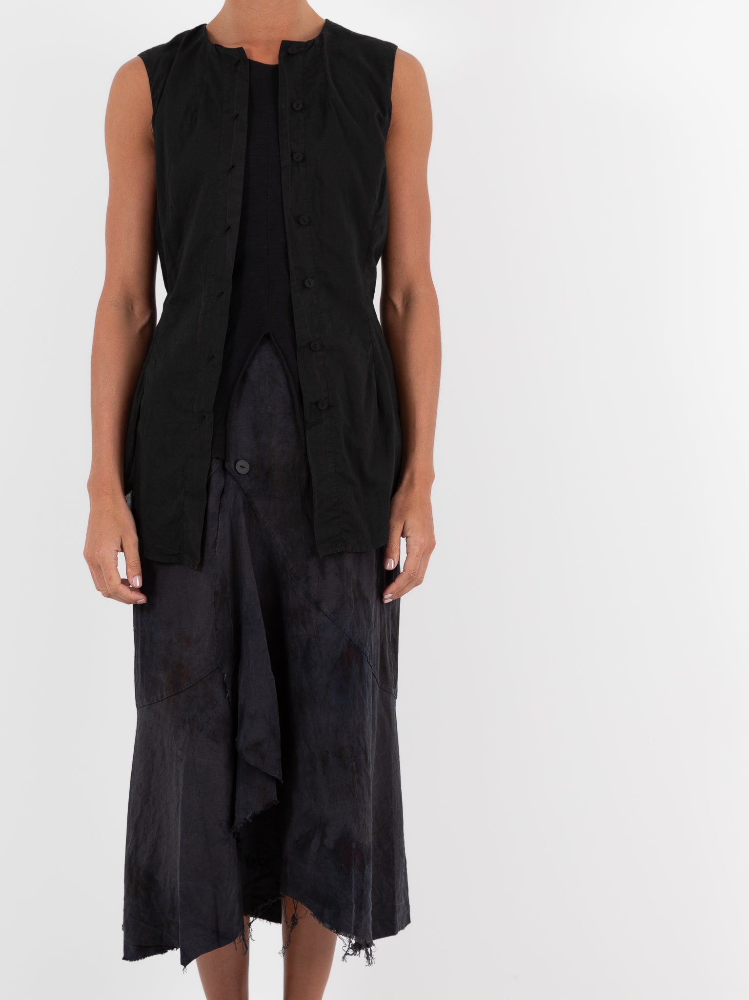 Atelier Suppan Sleeveless Button Top 42 in Dark - ATELIER SUPPAN at Worthwhile - shop TOP