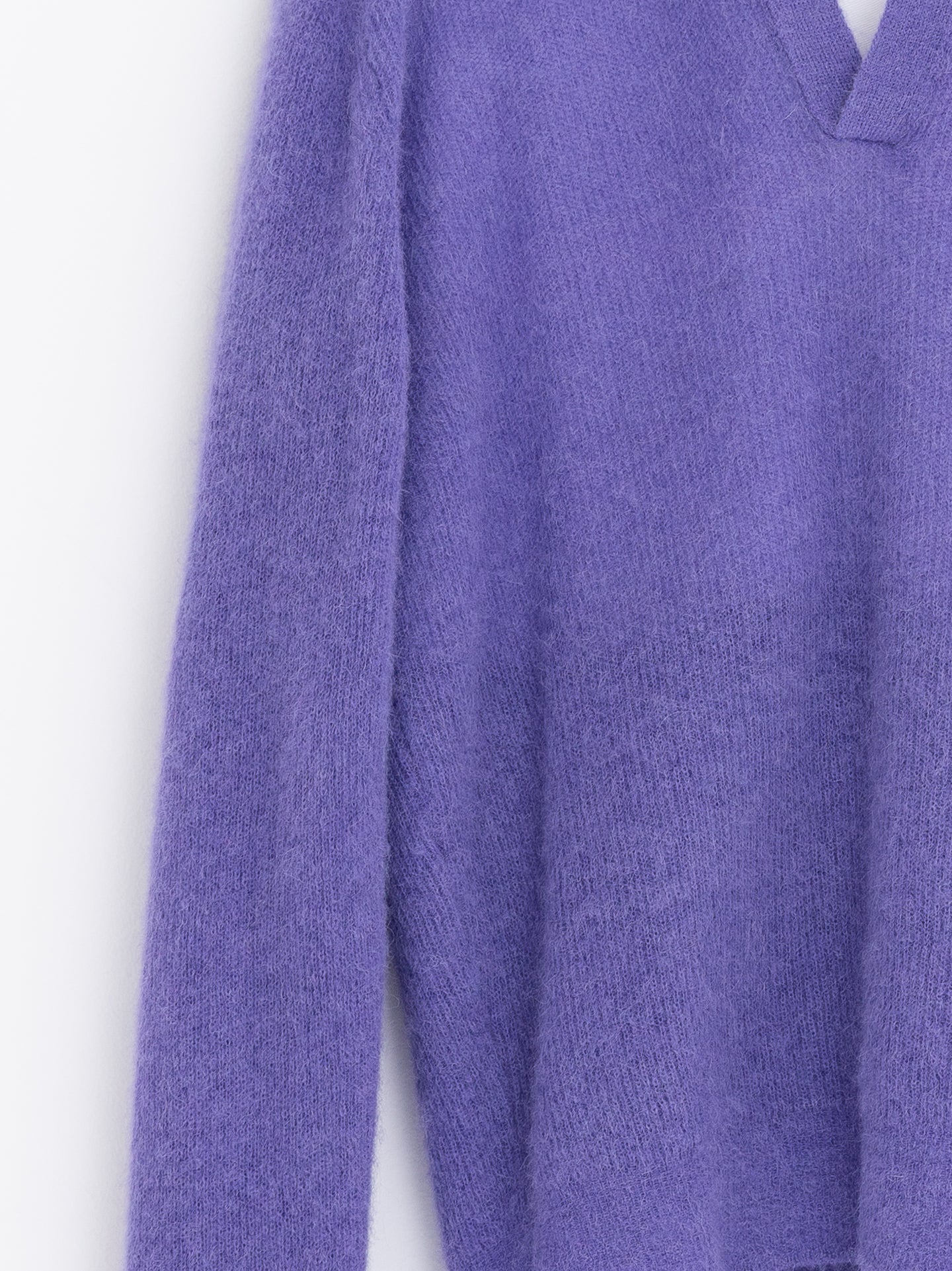 Auralee Baby Suri Alpaca Sheer Knit Skipper Polo in Purple - AURALEE at Worthwhile - shop TOP