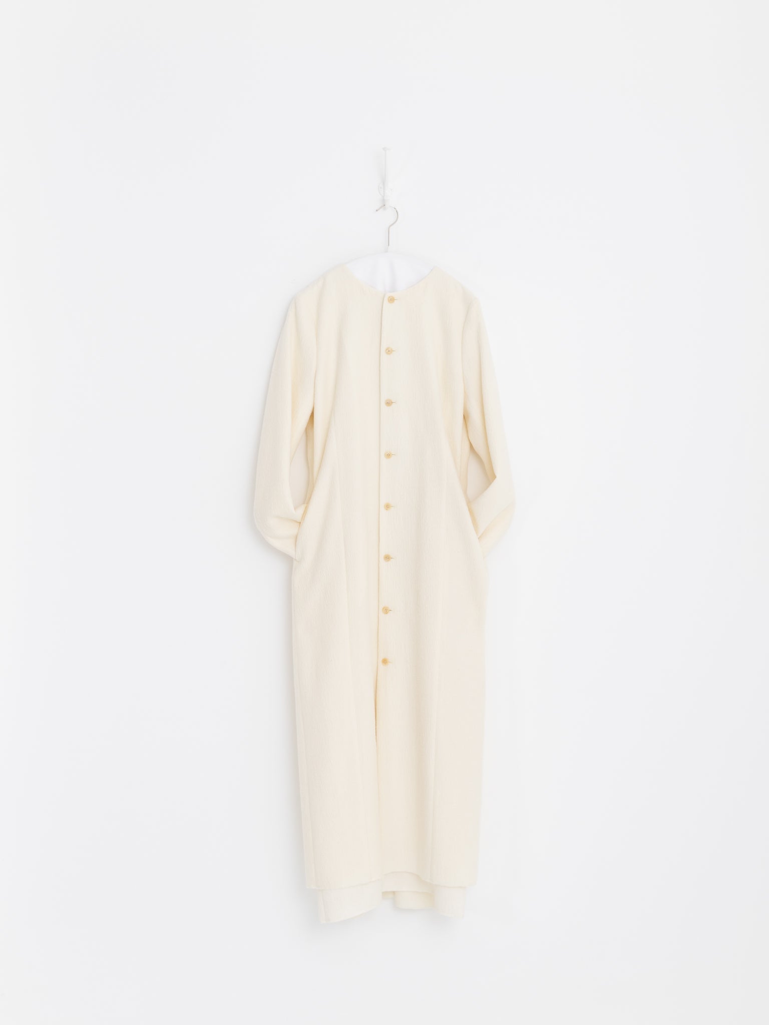 Auralee Fulled Wool Silk Collarless Dress in Ivory - AURALEE at Worthwhile - shop DRESS