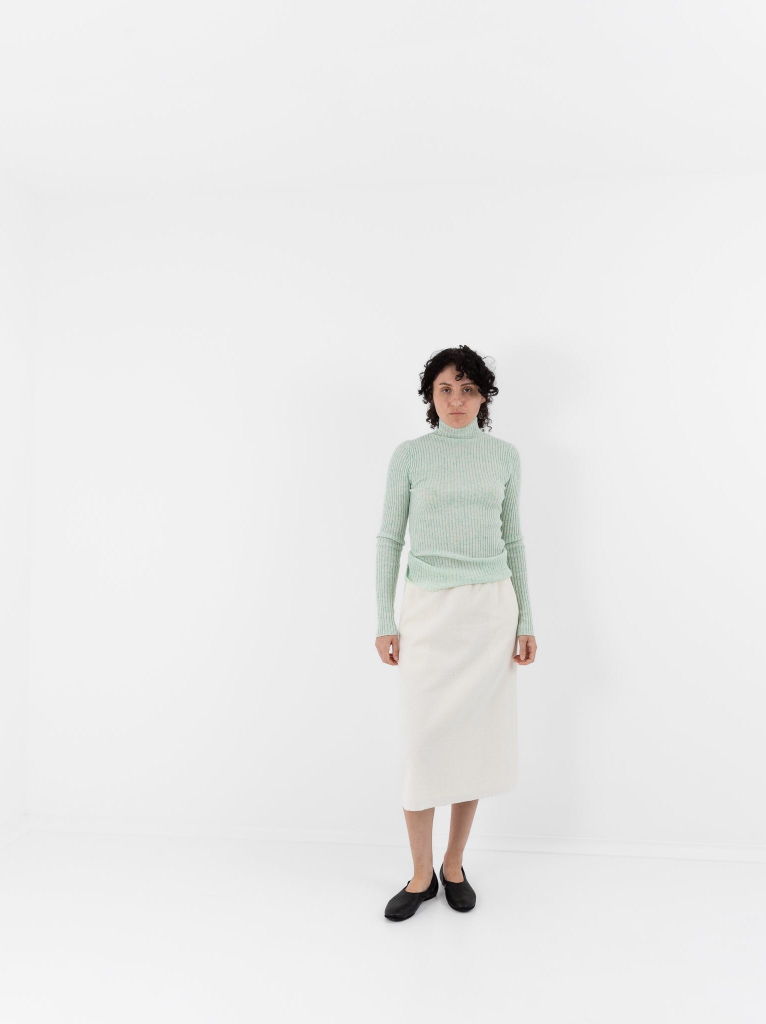 Auralee Fulled Wool Silk Skirt in Ivory - AURALEE at Worthwhile - shop SKIRT
