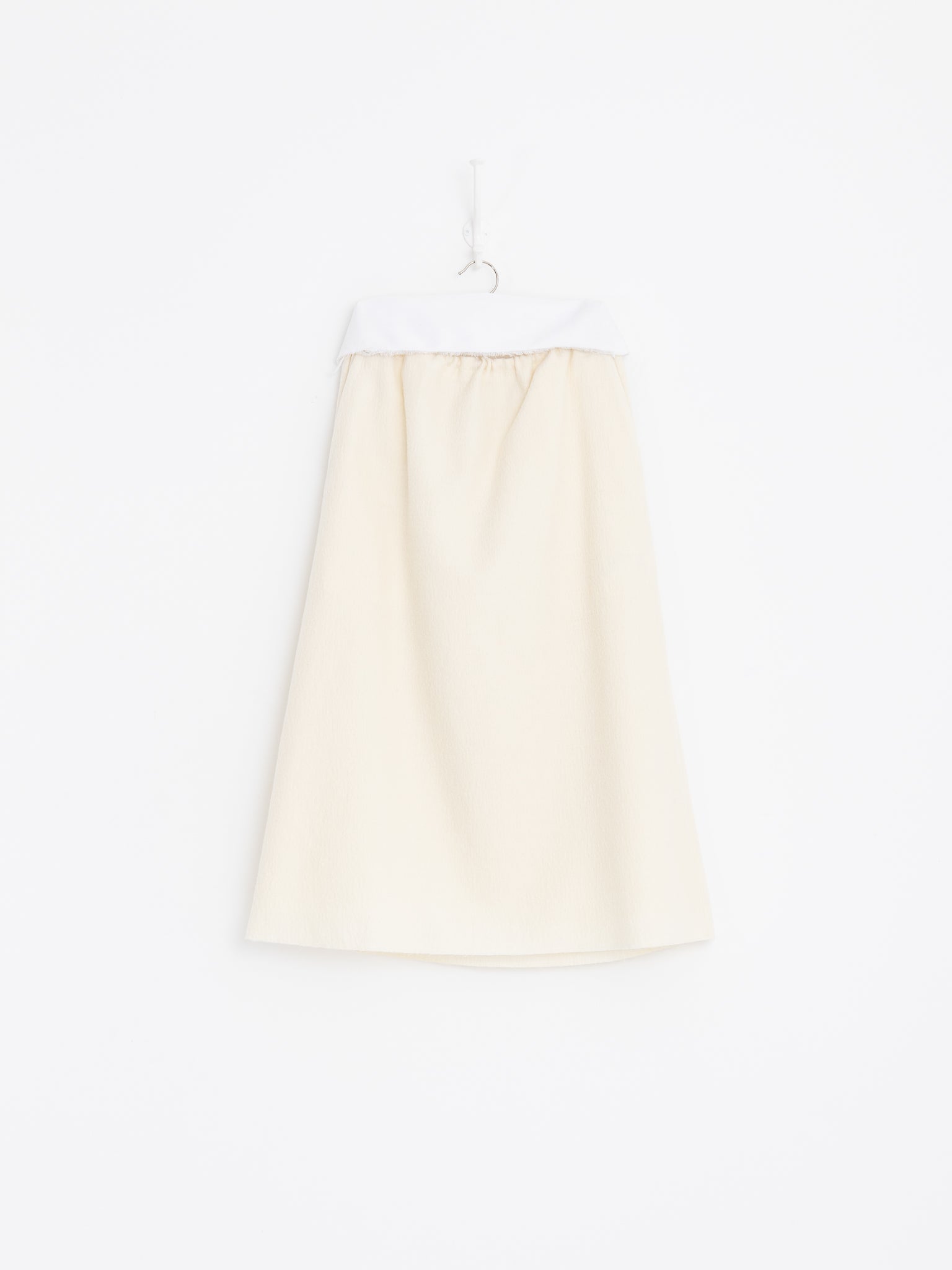 Auralee Fulled Wool Silk Skirt in Ivory - AURALEE at Worthwhile - shop SKIRT