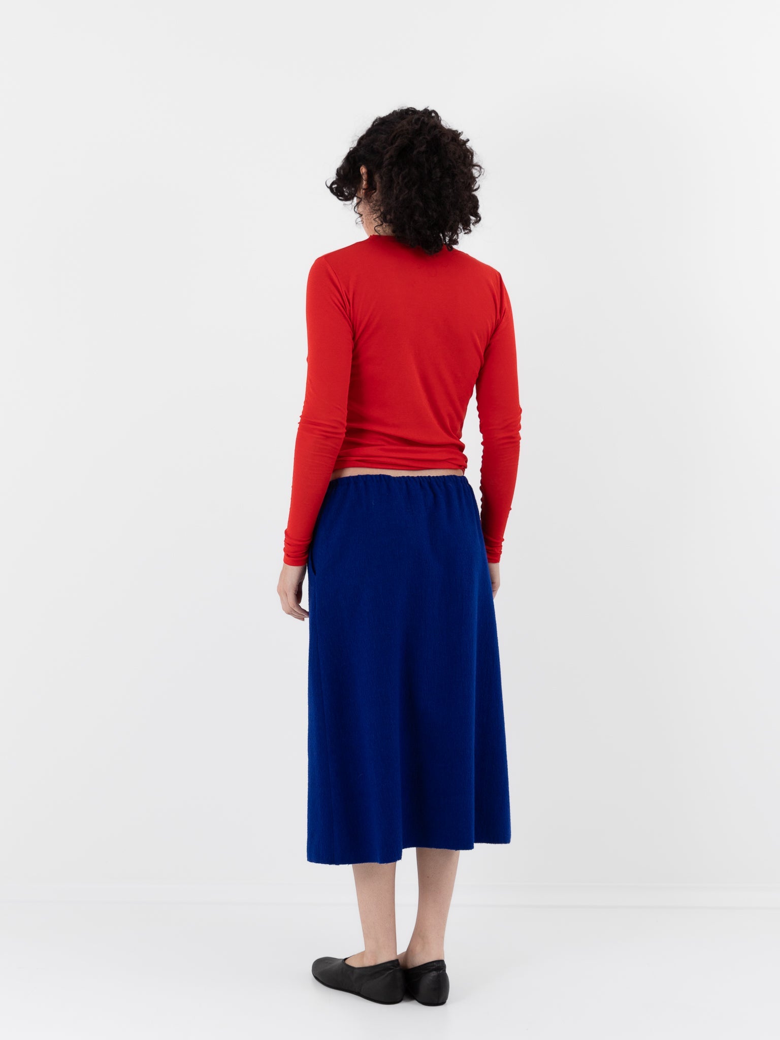Auralee Fulled Wool Silk Skirt in Royal Blue - AURALEE at Worthwhile - shop SKIRT