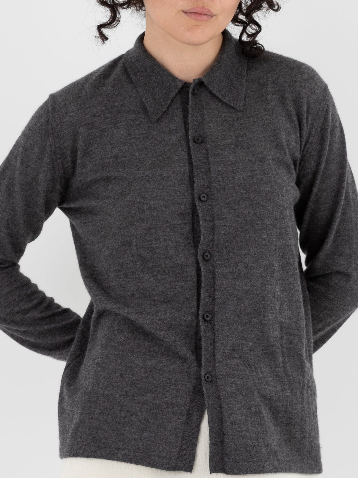Auralee High Gauge Cashmere Cardigan Top in Charcoal - AURALEE at Worthwhile - shop CARDIGAN