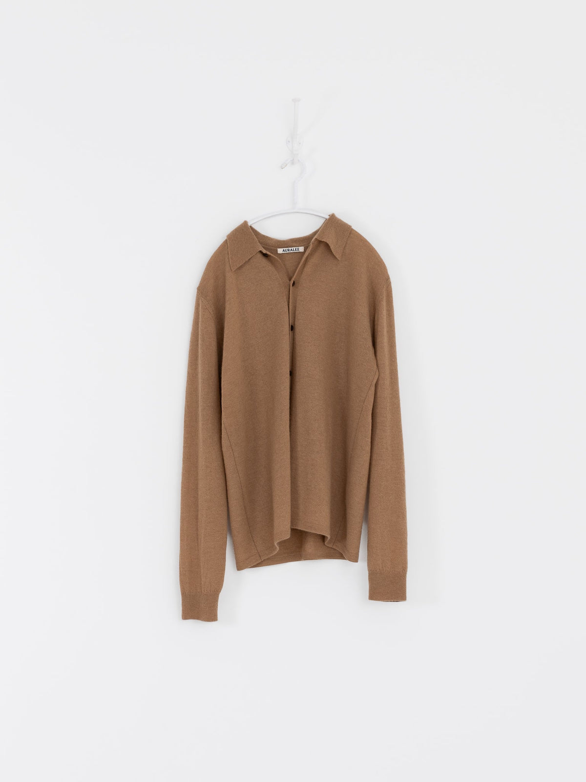 Auralee High Gauge Cashmere Cardigan Top in Light Brown - AURALEE at Worthwhile - shop CARDIGAN